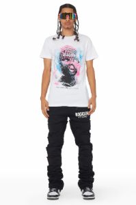 Emilio Black Stacked Flare Track Pant sold by Rockstar Original