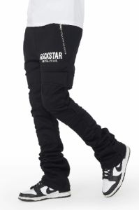 Emilio Black Stacked Flare Track Pant sold by Rockstar Original