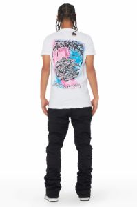 Emilio Black Stacked Flare Track Pant sold by Rockstar Original