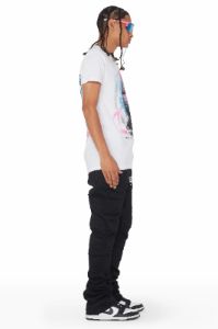 Emilio Black Stacked Flare Track Pant sold by Rockstar Original