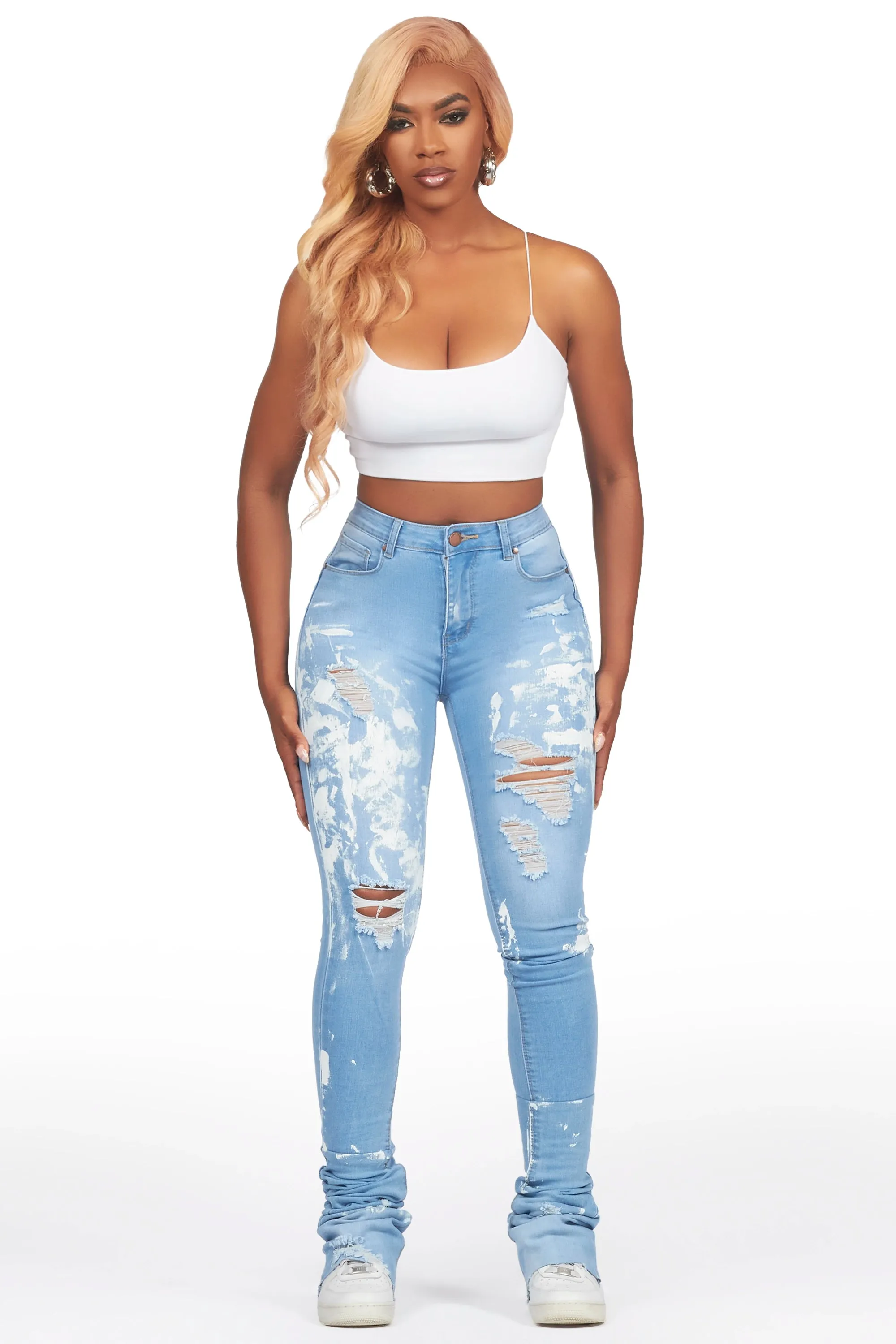 Savaughn Light Wash Painted Super Stacked Jean sold by Rockstar Original product image thumbnail 3