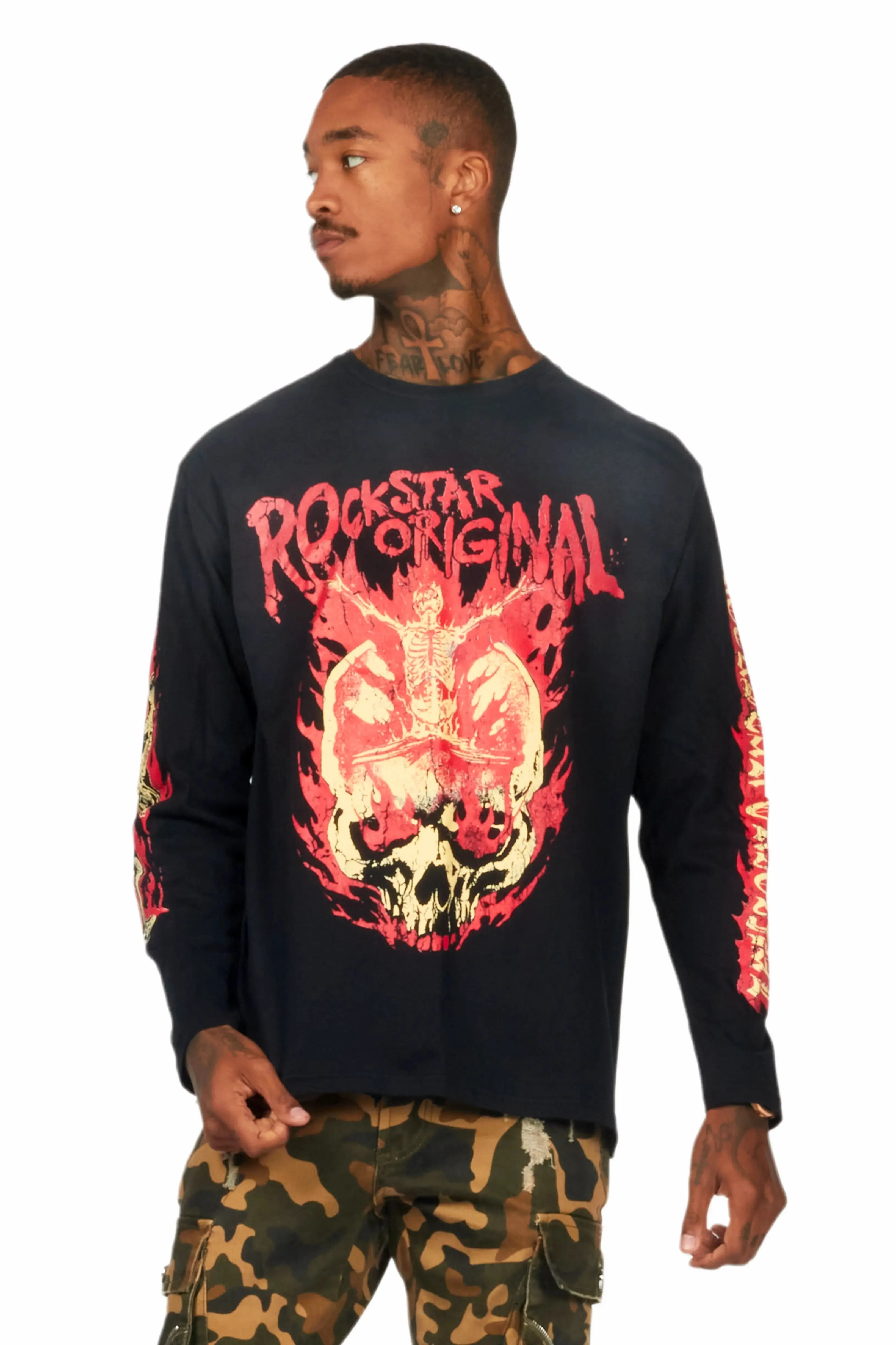 Waho Black Long Sleeve Graphic T-Shirt sold by Rockstar Original
