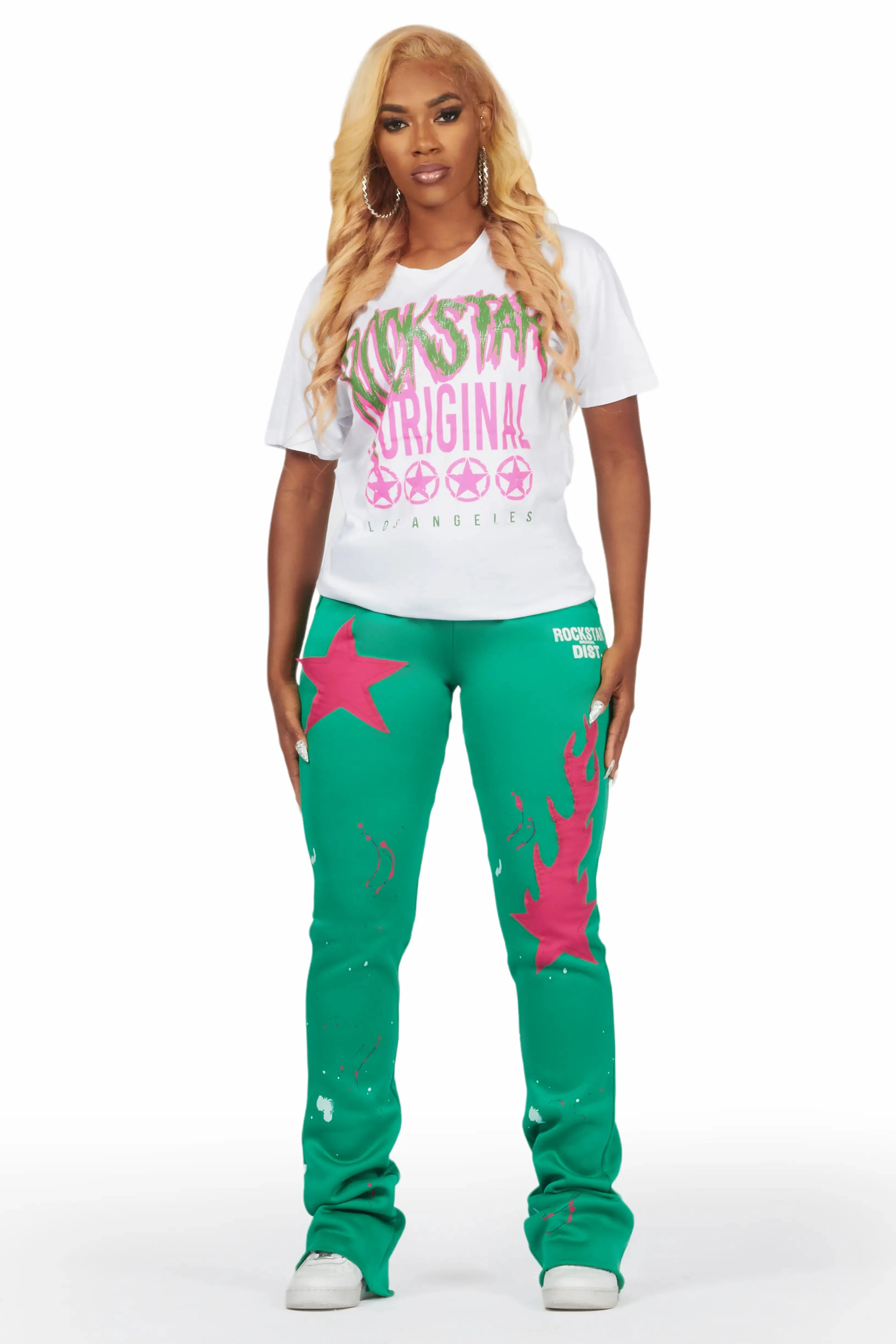 Kamylle White/Green T-Shirt Trackset sold by Rockstar Original