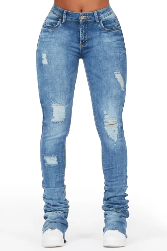 Jenelle Med. Wash Super Stacked Jean sold by Rockstar Original