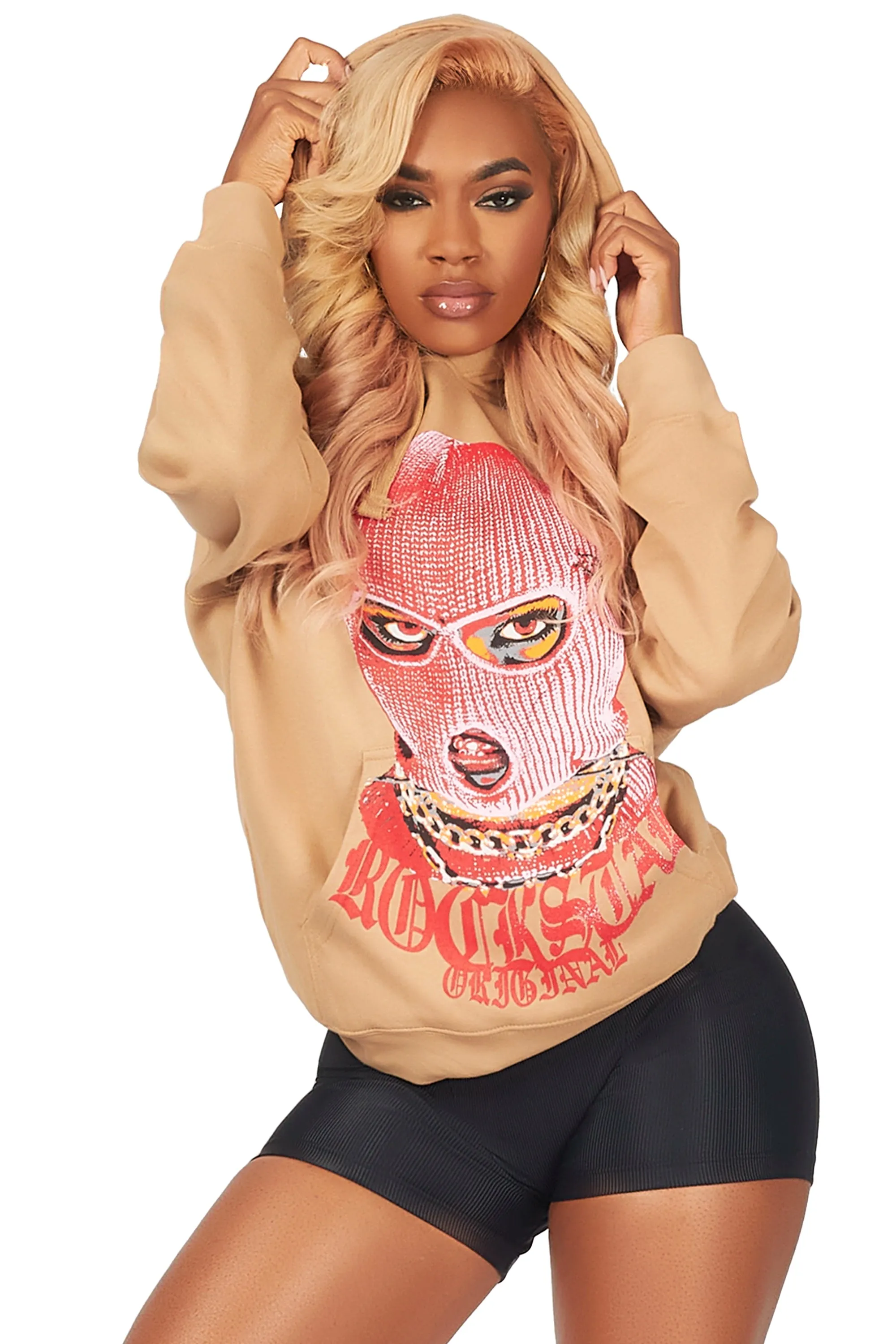 Catch Her Tan Oversized Hoodie sold by Rockstar Original product image thumbnail 4