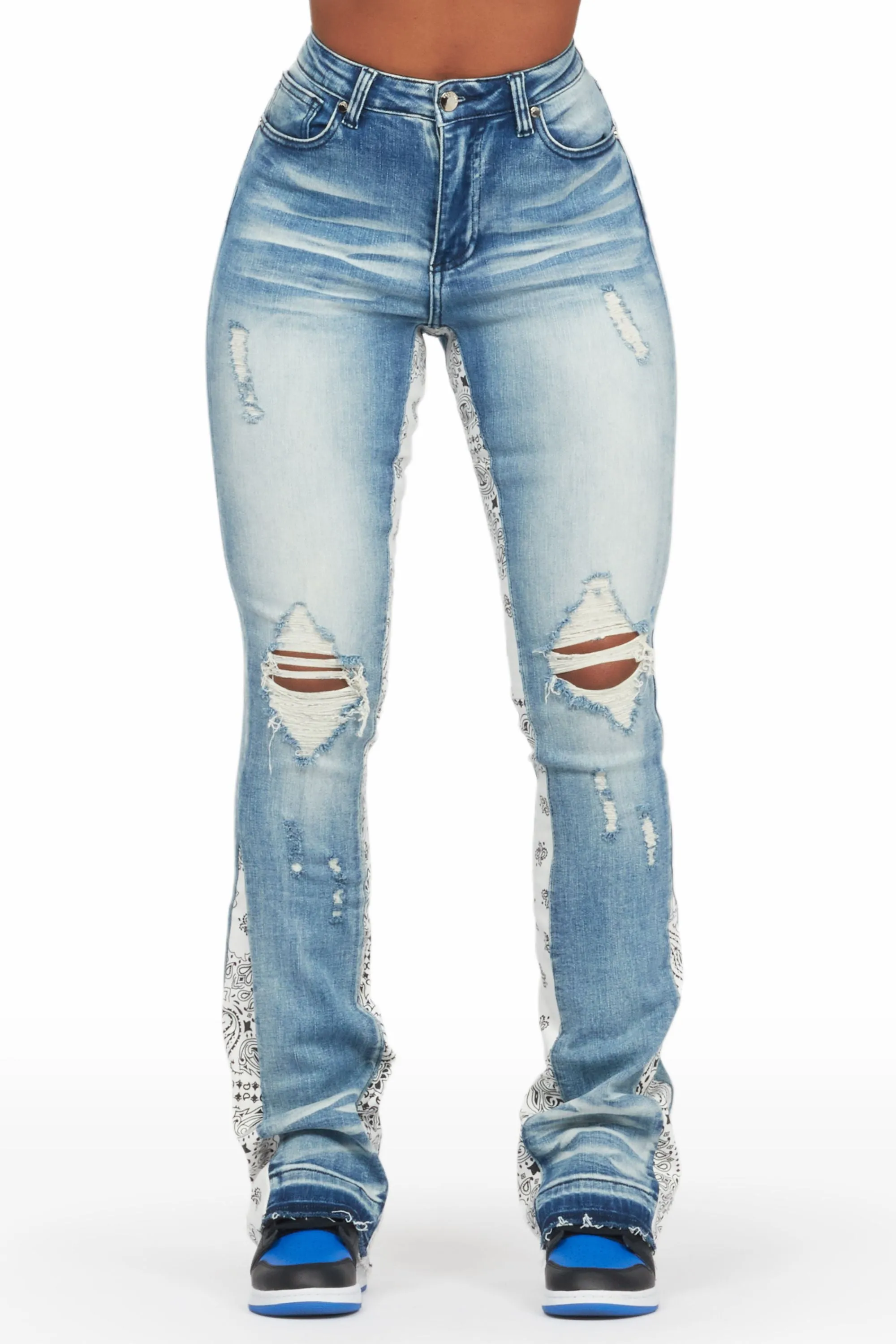 Khaleesy Light Wash Stacked Flare Jean sold by Rockstar Original