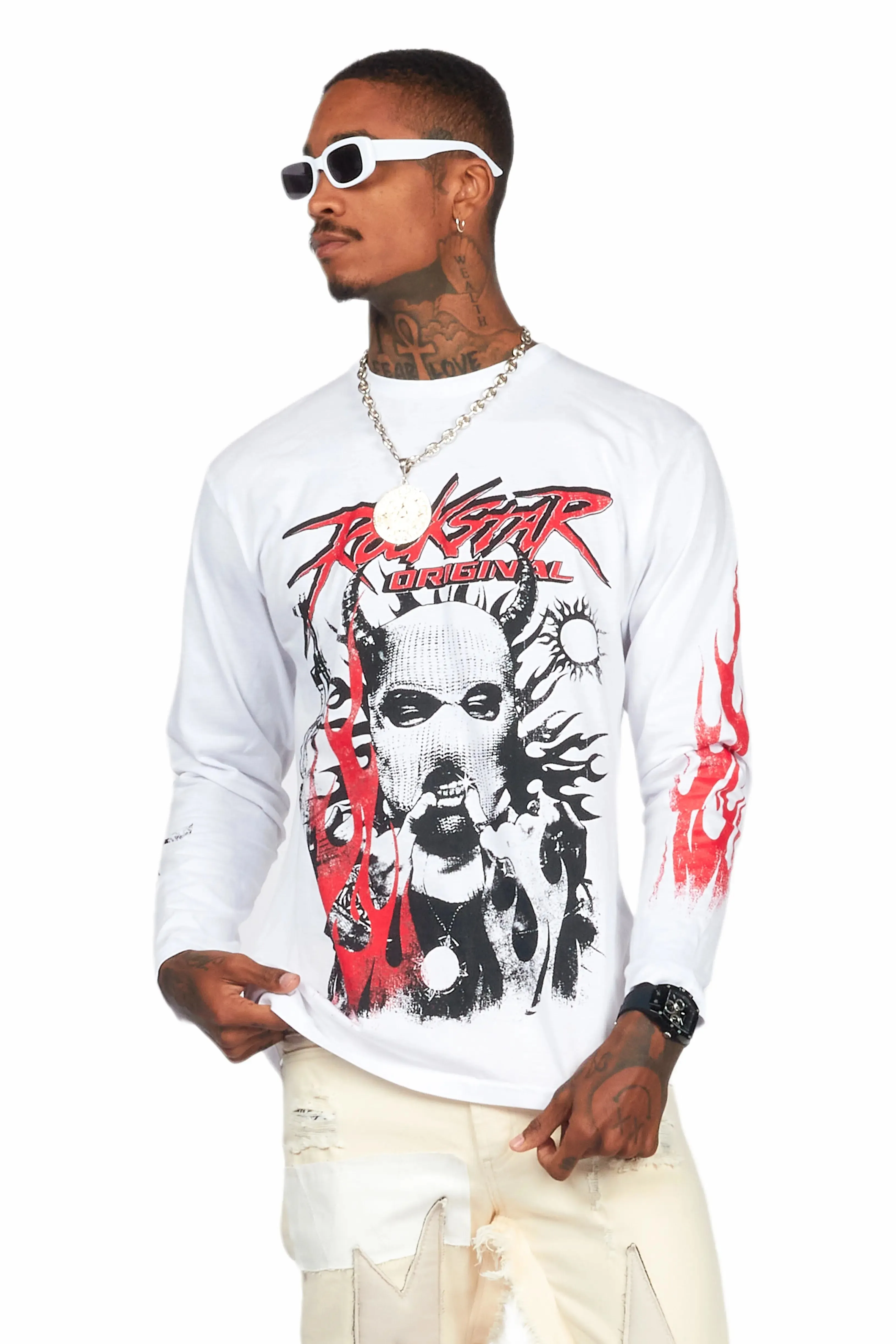 Mercy White Long Sleeve Graphic T-Shirt sold by Rockstar Original