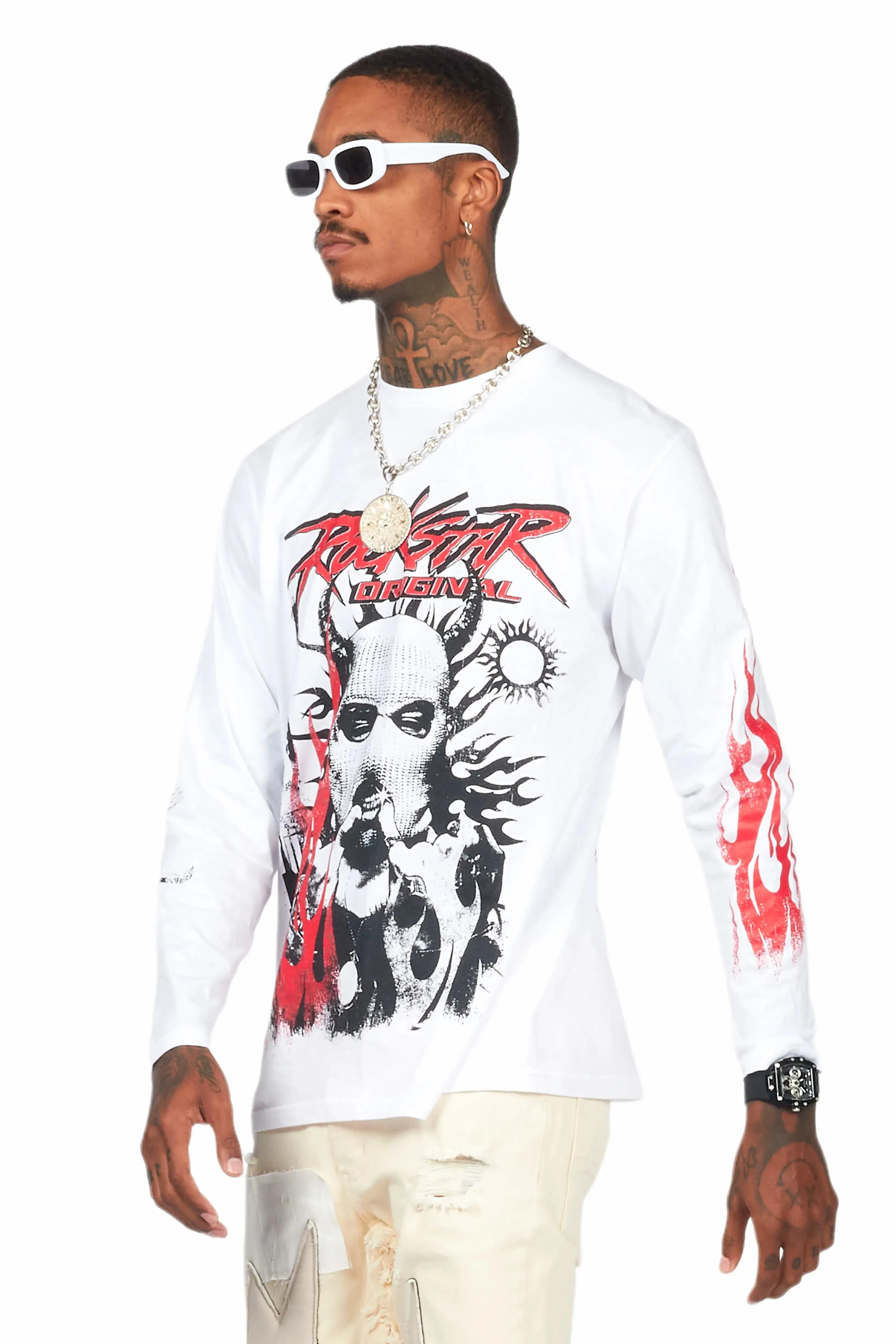 Mercy White Long Sleeve Graphic T-Shirt sold by Rockstar Original product image thumbnail 3