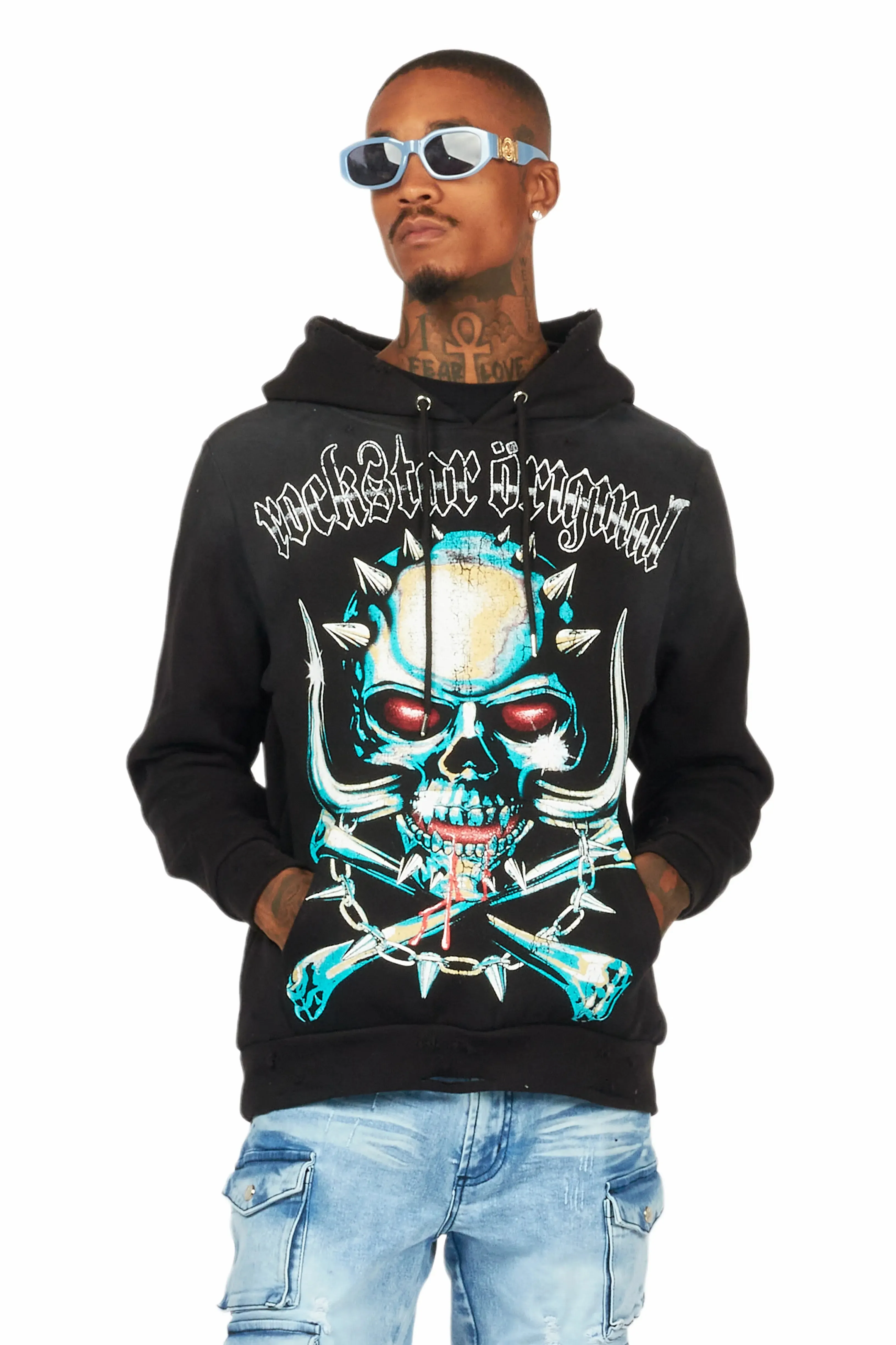 Inner Luv Black Distressed Graphic Hoodie sold by Rockstar Original product image thumbnail 4