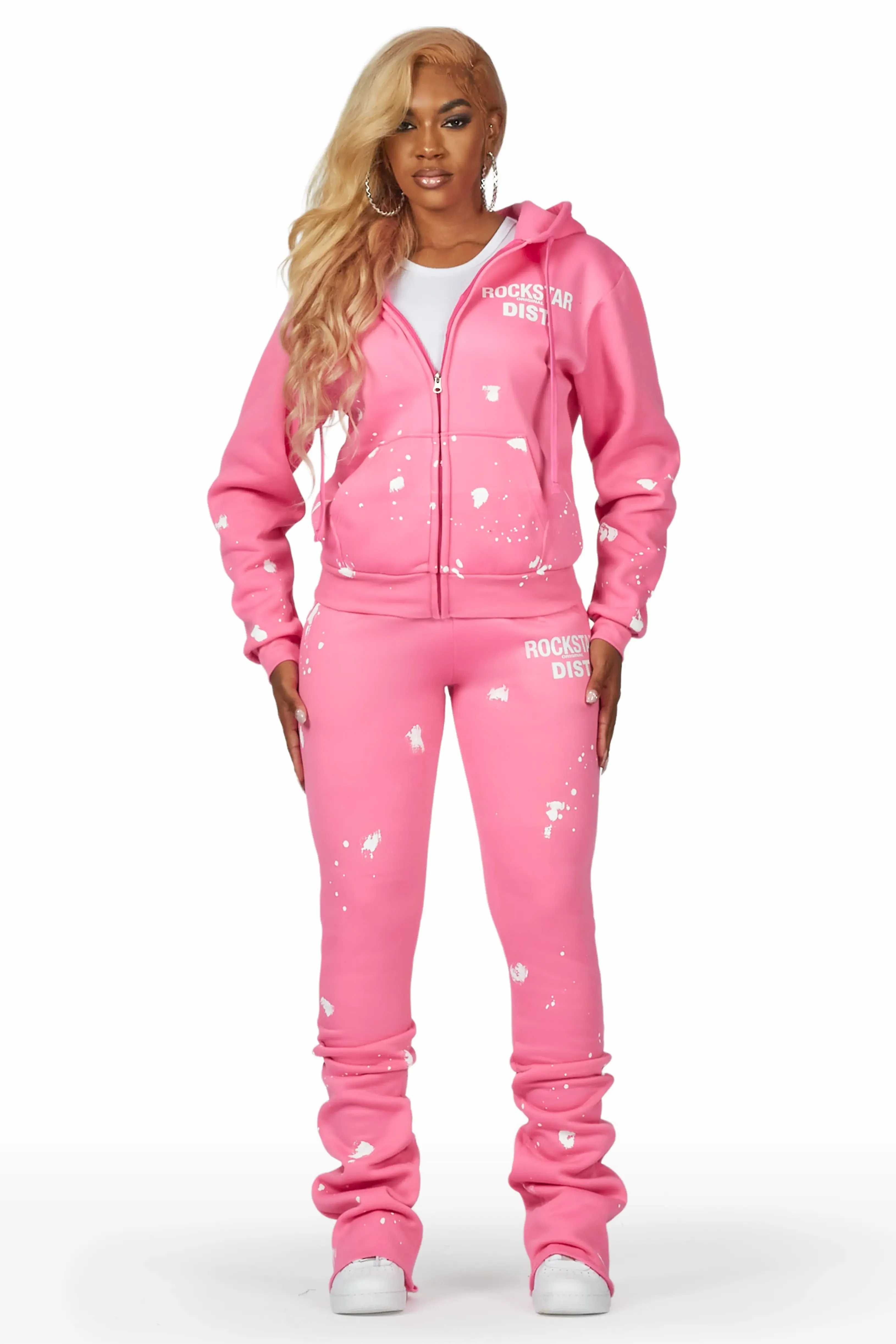 Halloway Bubblegum Pink Zip Up Super Stacked Trackset sold by Rockstar Original product image thumbnail 3