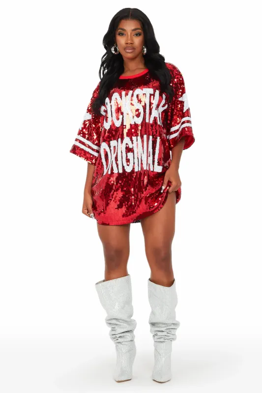 Gameday Red Sequin Mini Dress sold by Rockstar Original