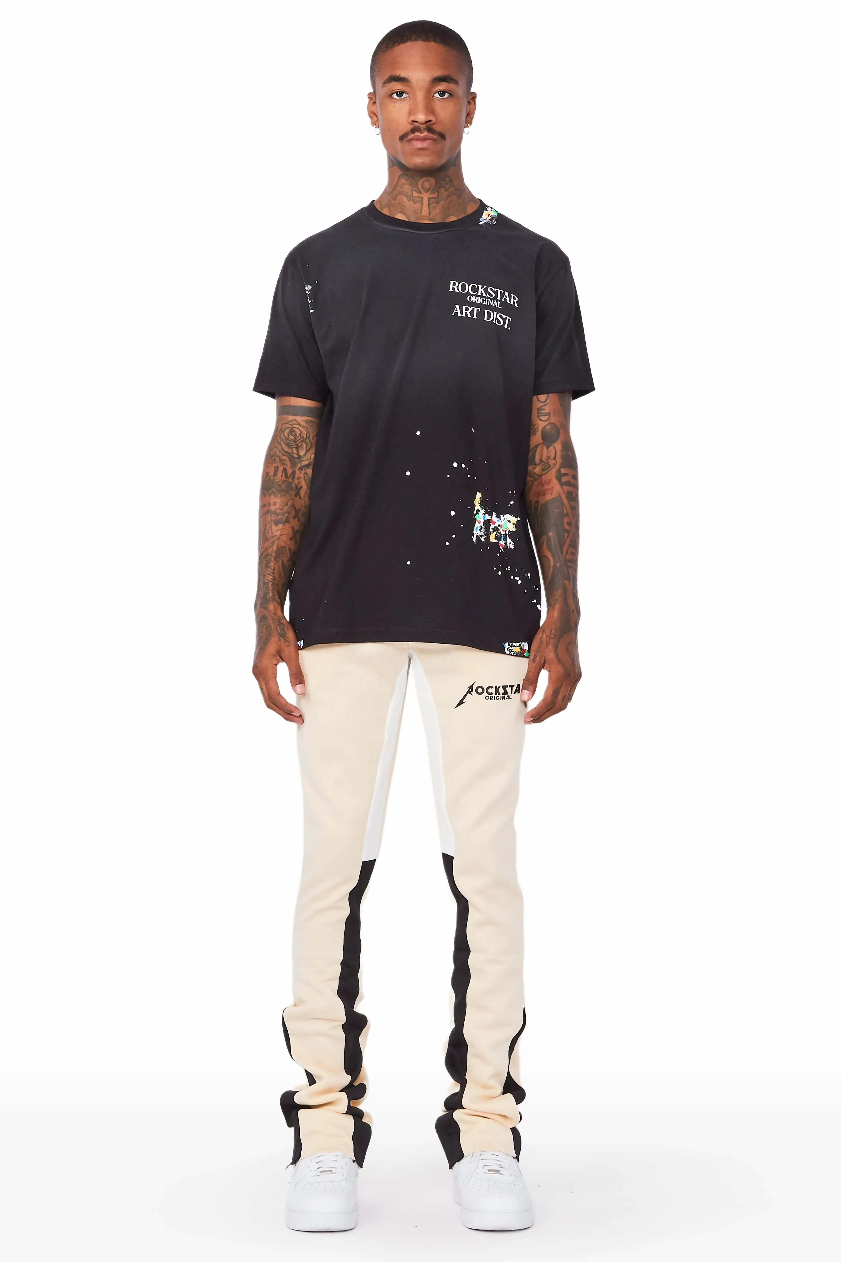 Everest Beige Stacked Flare Track Pant sold by Rockstar Original product image thumbnail 4