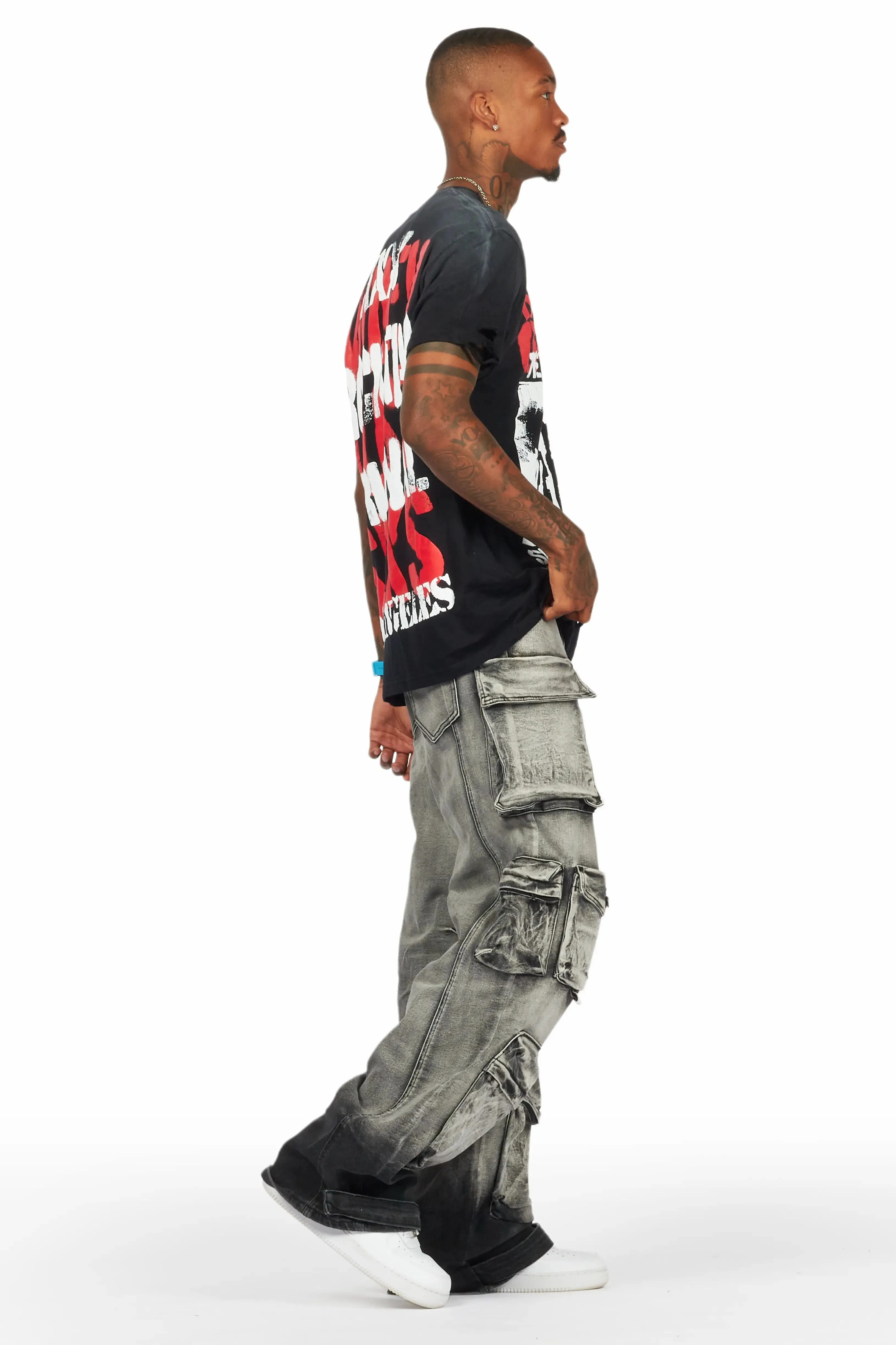 Mahesh Grey Baggy Cargo Jean sold by Rockstar Original product image thumbnail 4