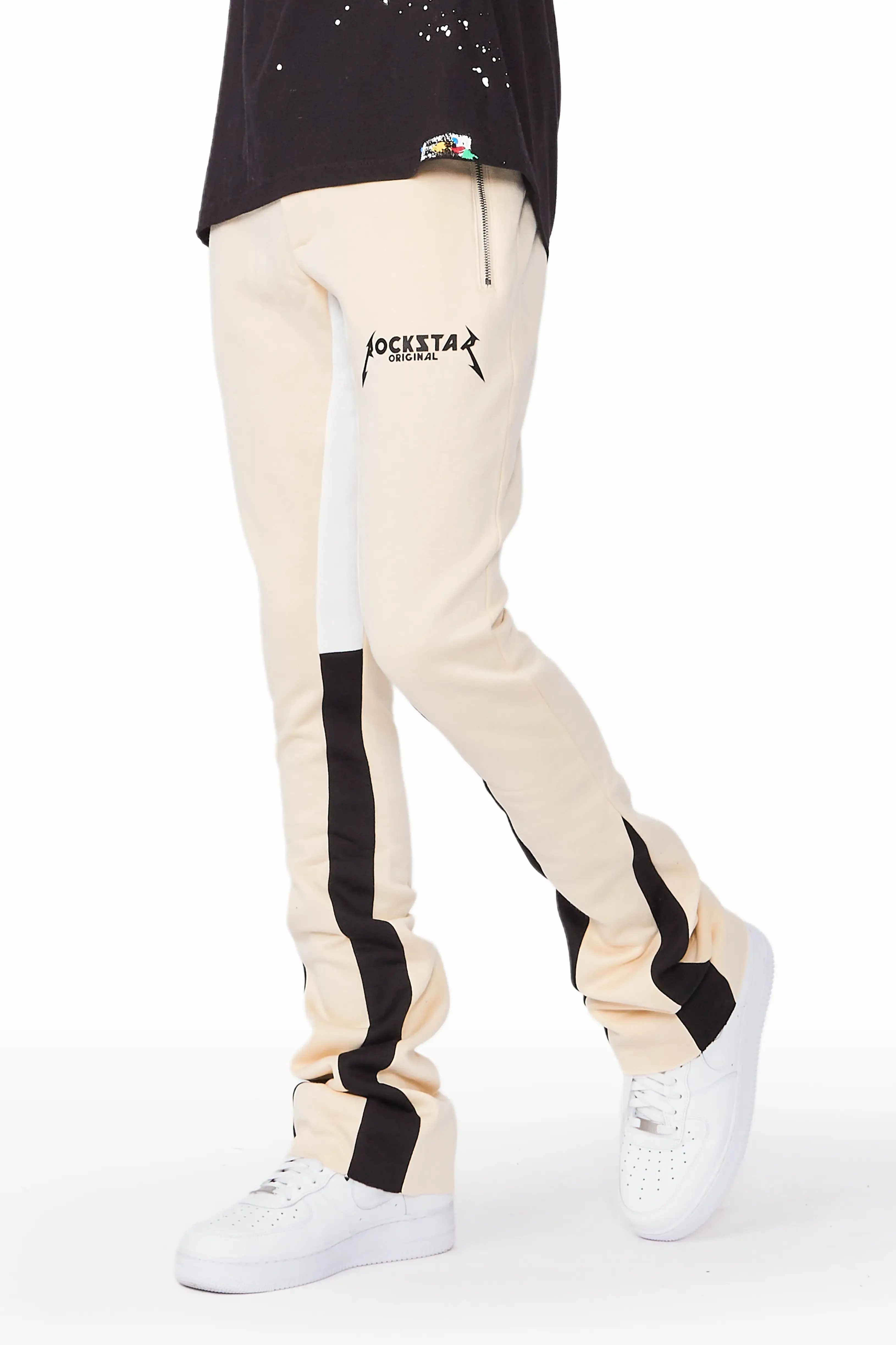 Everest Beige Stacked Flare Track Pant sold by Rockstar Original