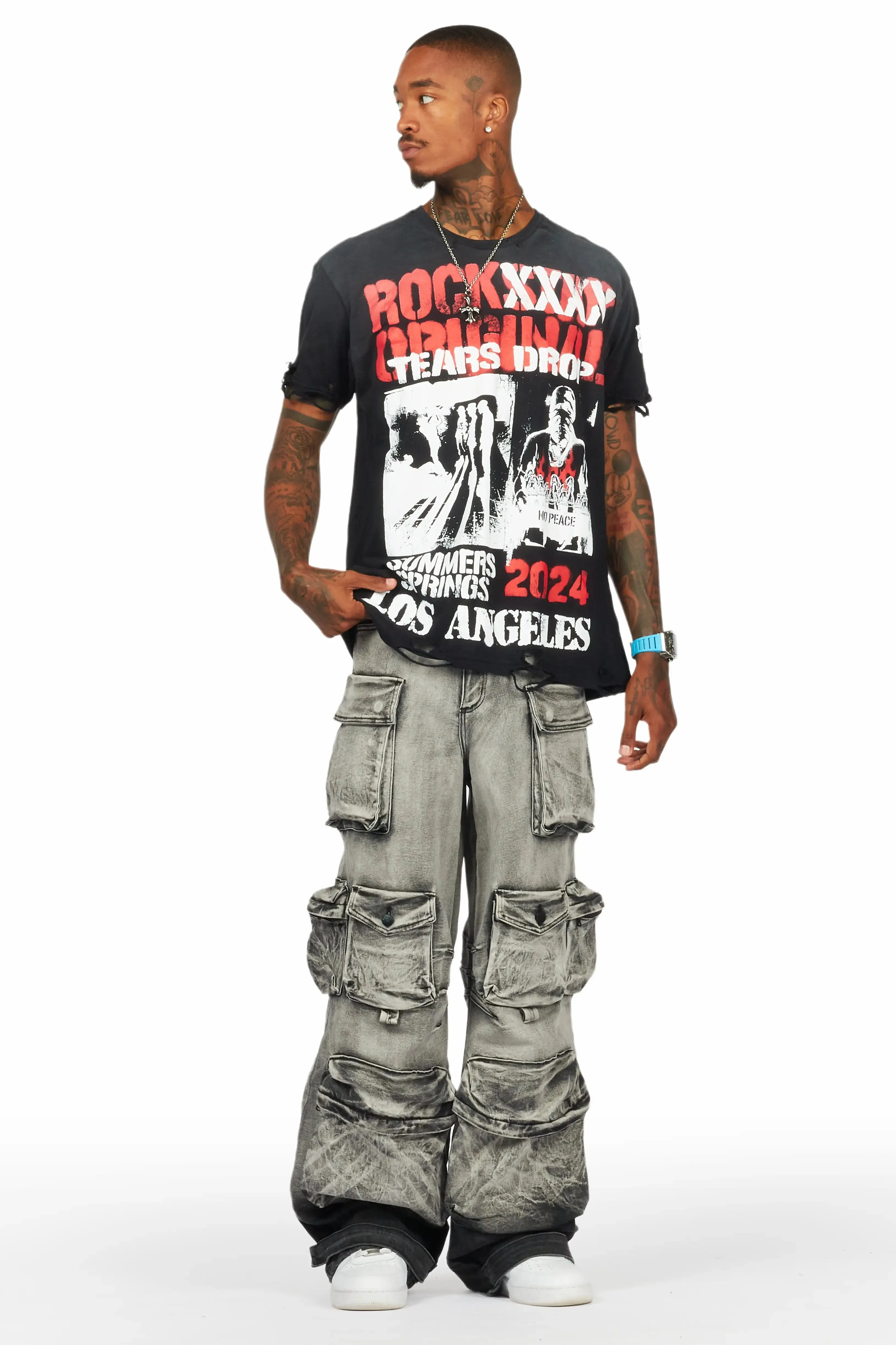 Mahesh Grey Baggy Cargo Jean sold by Rockstar Original product image thumbnail 3