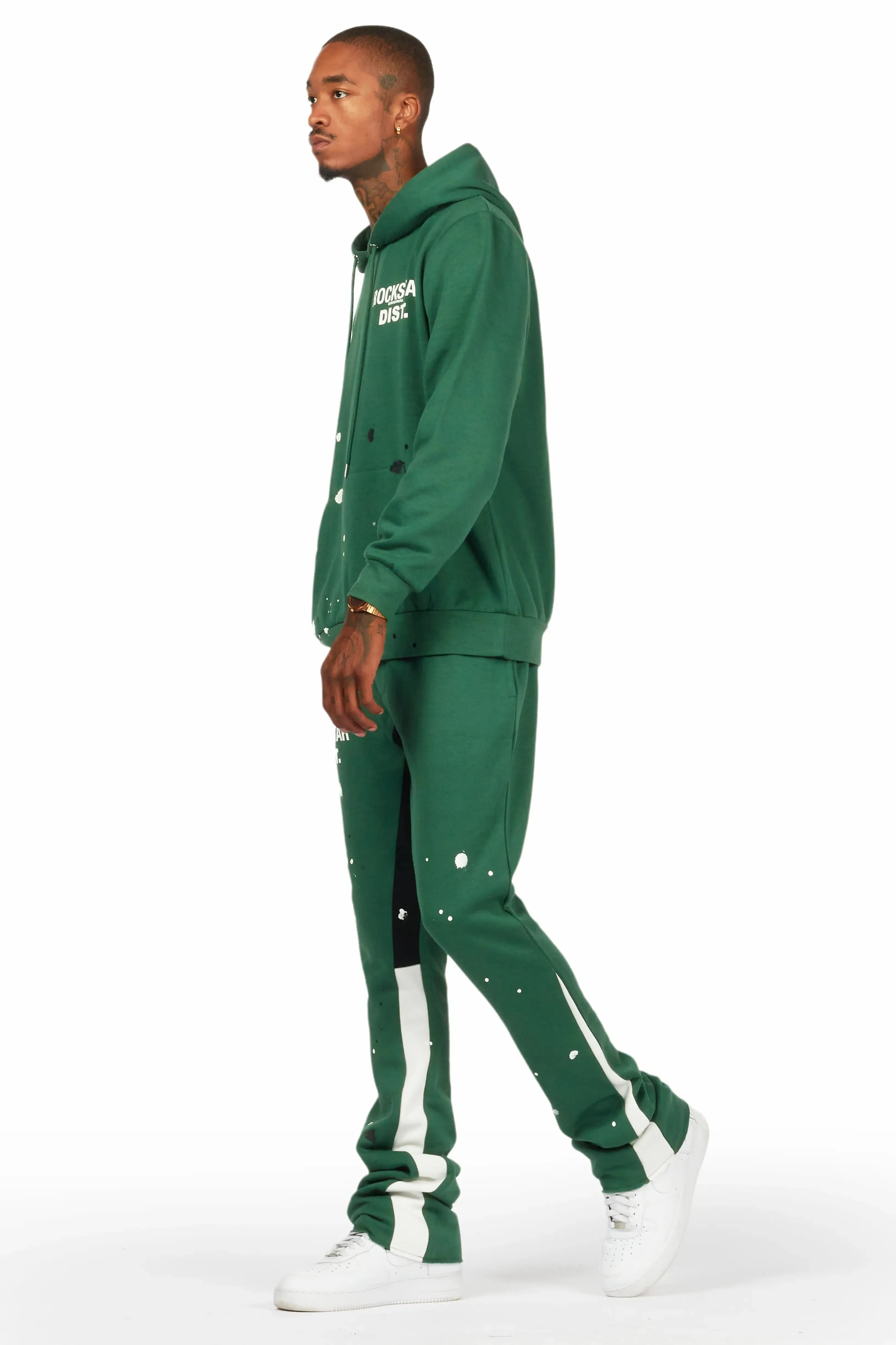 Jaco Green Hoodie Stacked Flare Pant Track Set sold by Rockstar Original product image thumbnail 5