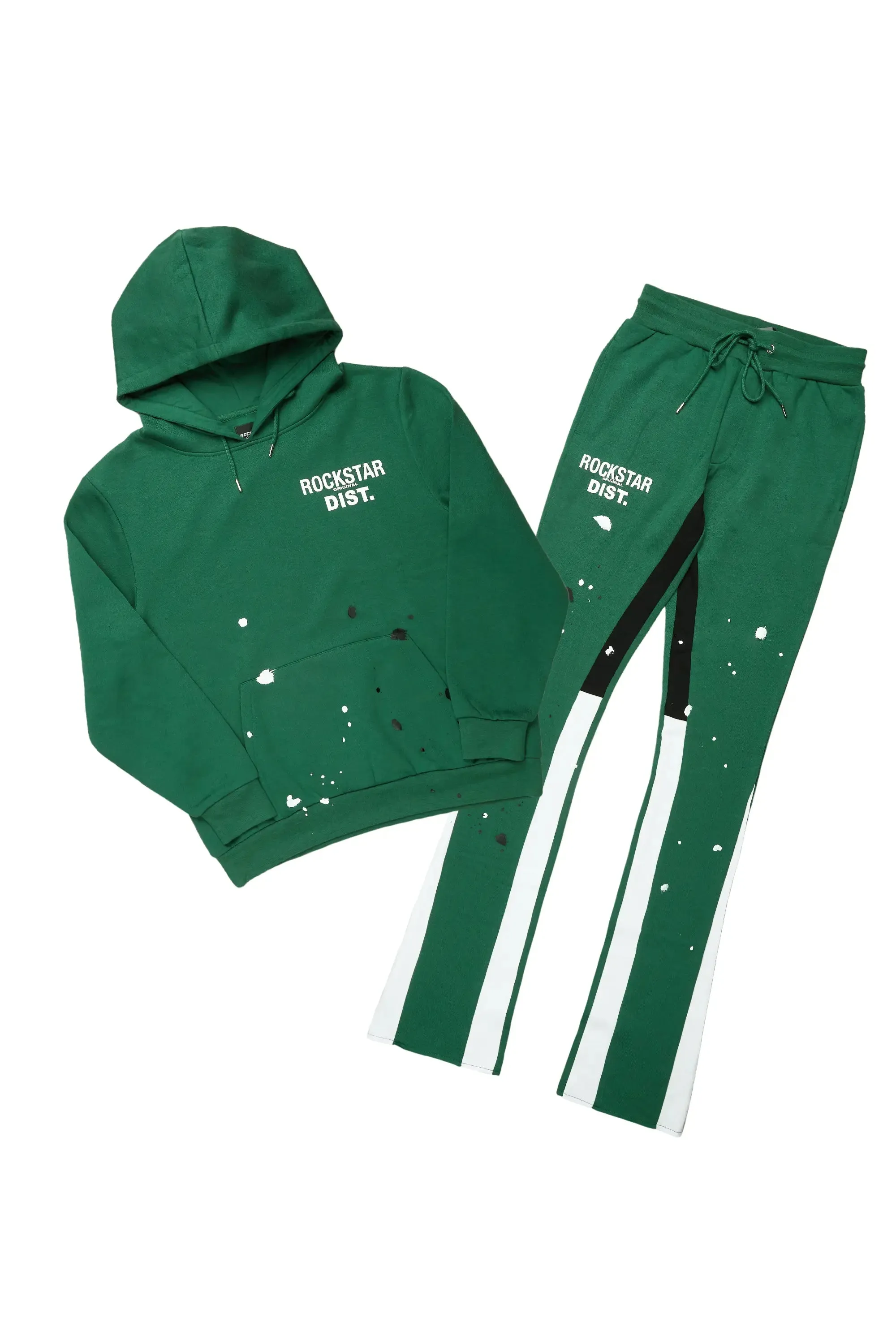 Jaco Green Hoodie Stacked Flare Pant Track Set sold by Rockstar Original