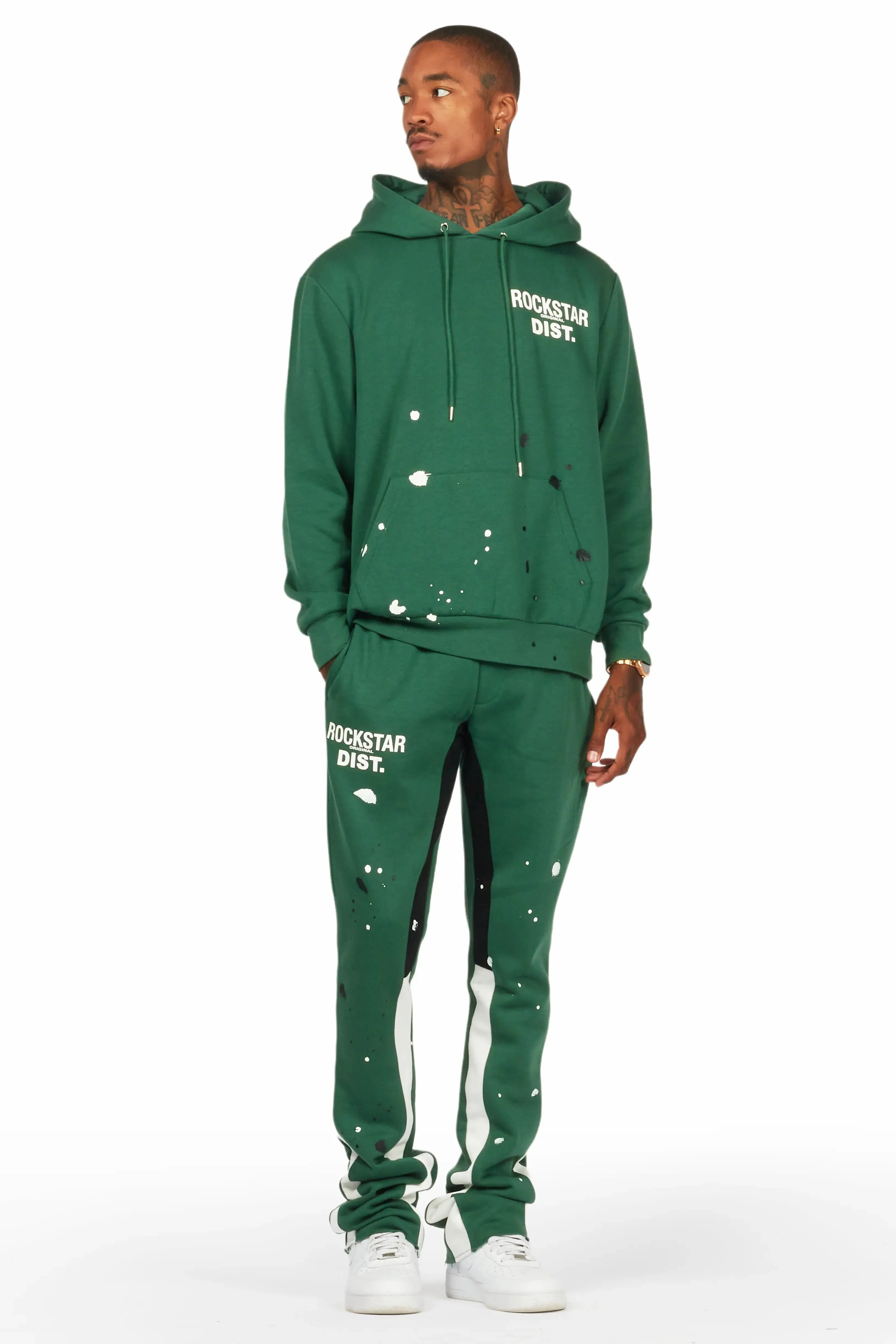 Jaco Green Hoodie Stacked Flare Pant Track Set sold by Rockstar Original product image thumbnail 2