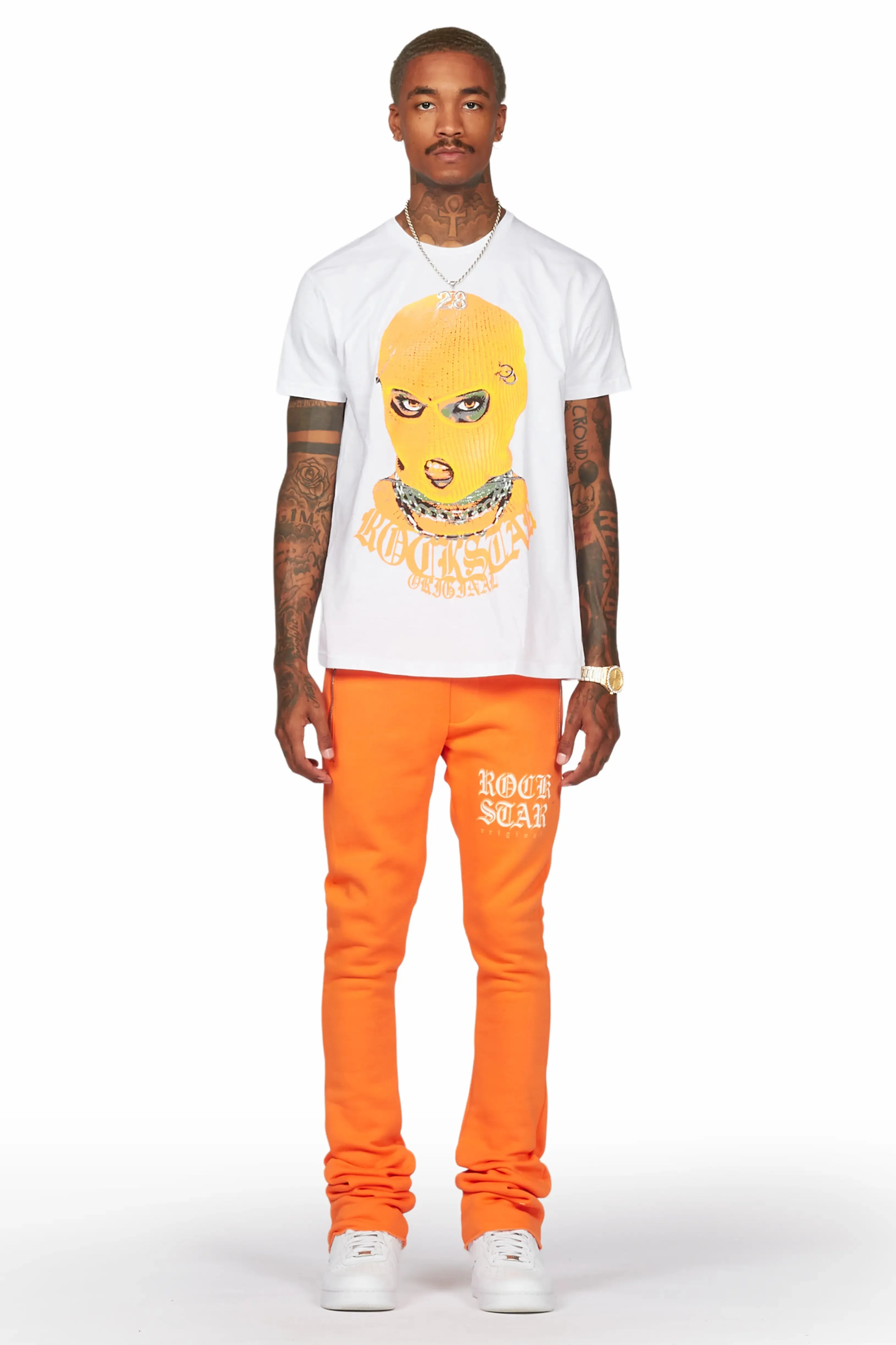 Murdra White/Orange T-Shirt/Stacked Flare Pant Set sold by Rockstar Original product image thumbnail 2
