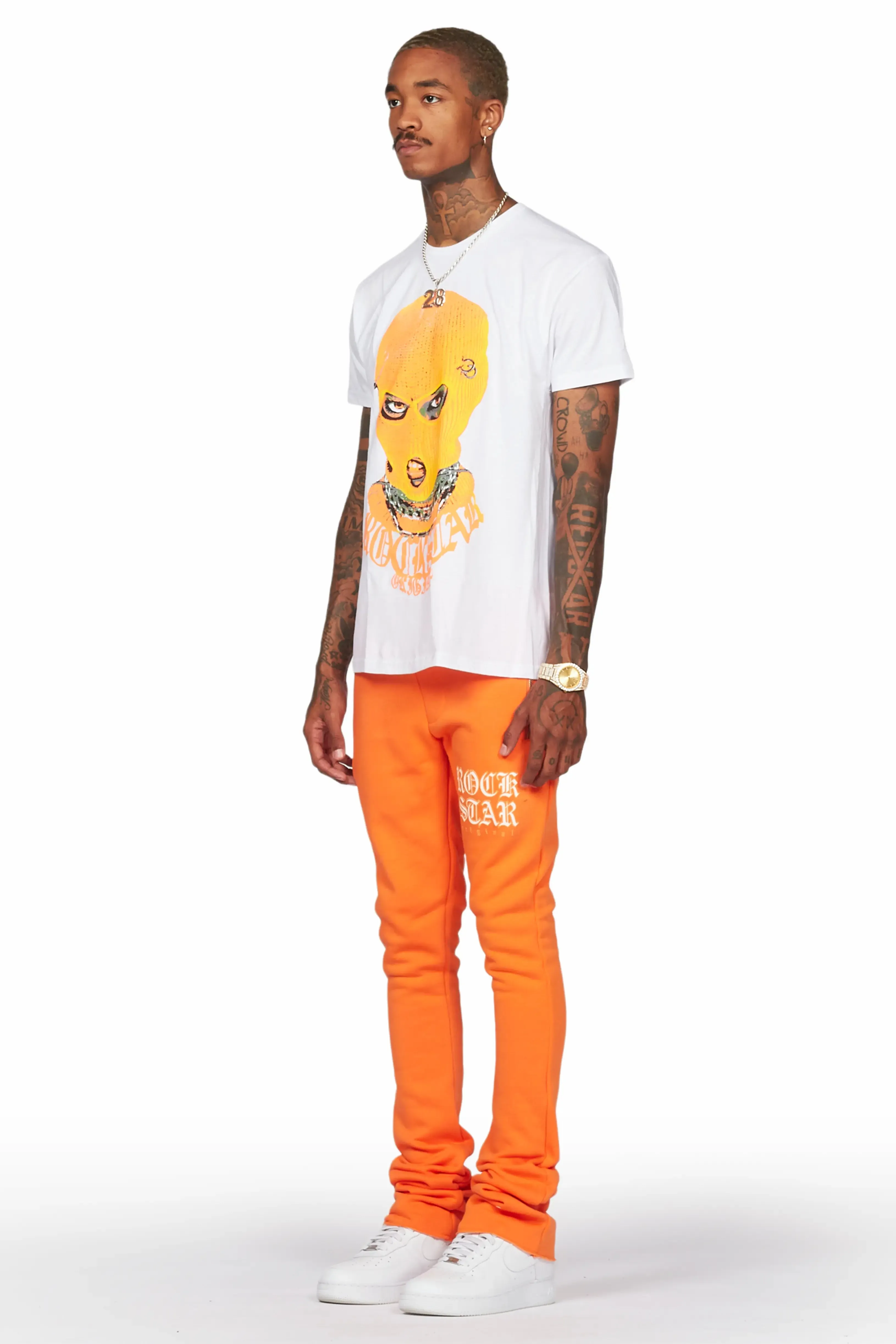 Murdra White/Orange T-Shirt/Stacked Flare Pant Set sold by Rockstar Original product image thumbnail 3