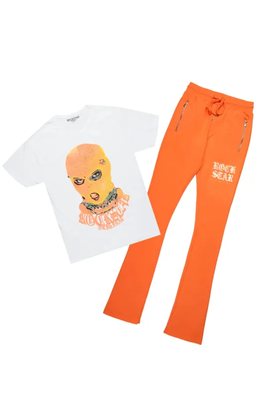 Murdra White/Orange T-Shirt/Stacked Flare Pant Set sold by Rockstar Original