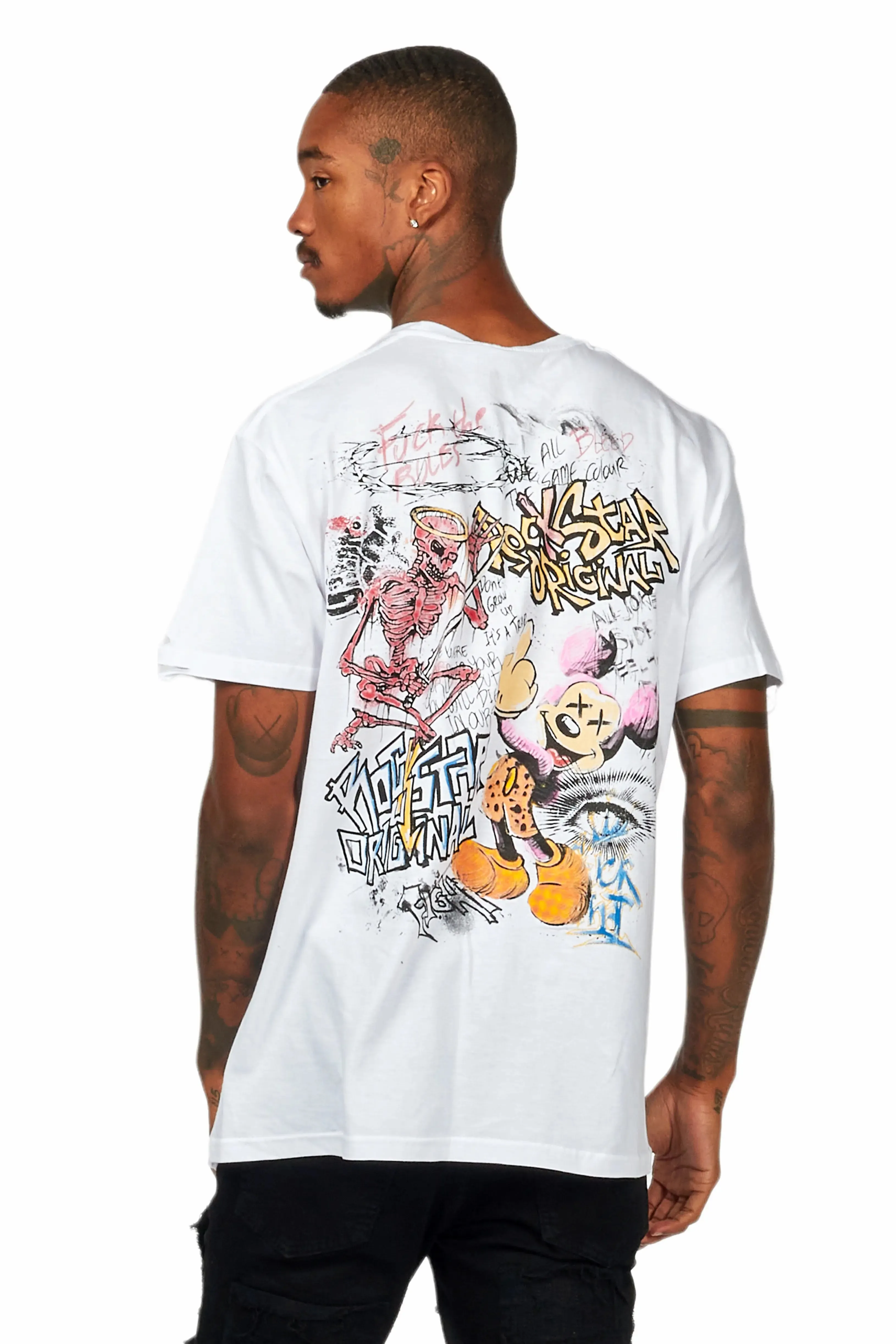 Yooz White Graphic Oversized T-Shirt sold by Rockstar Original product image thumbnail 5