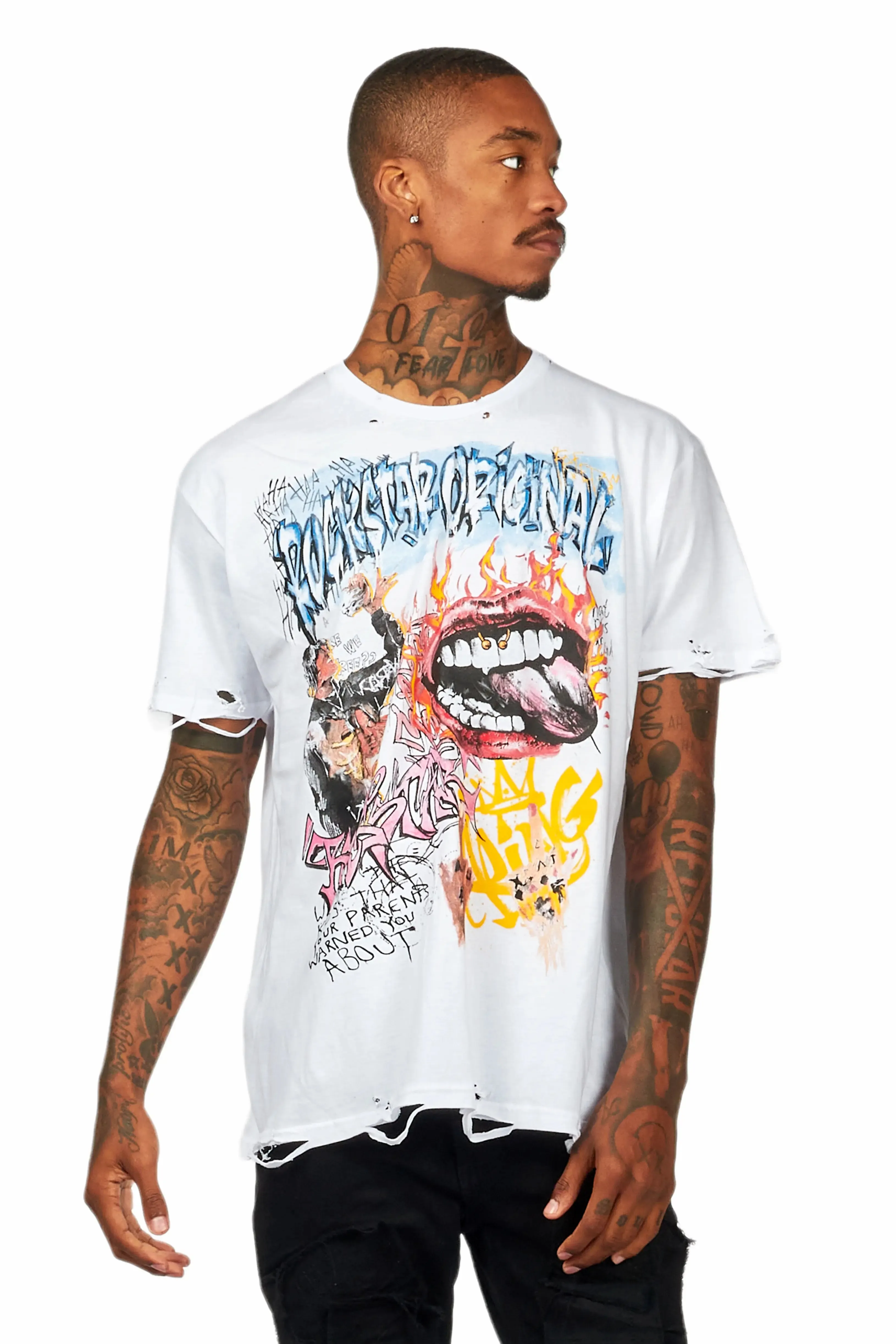 Yooz White Graphic Oversized T-Shirt sold by Rockstar Original product image thumbnail 2