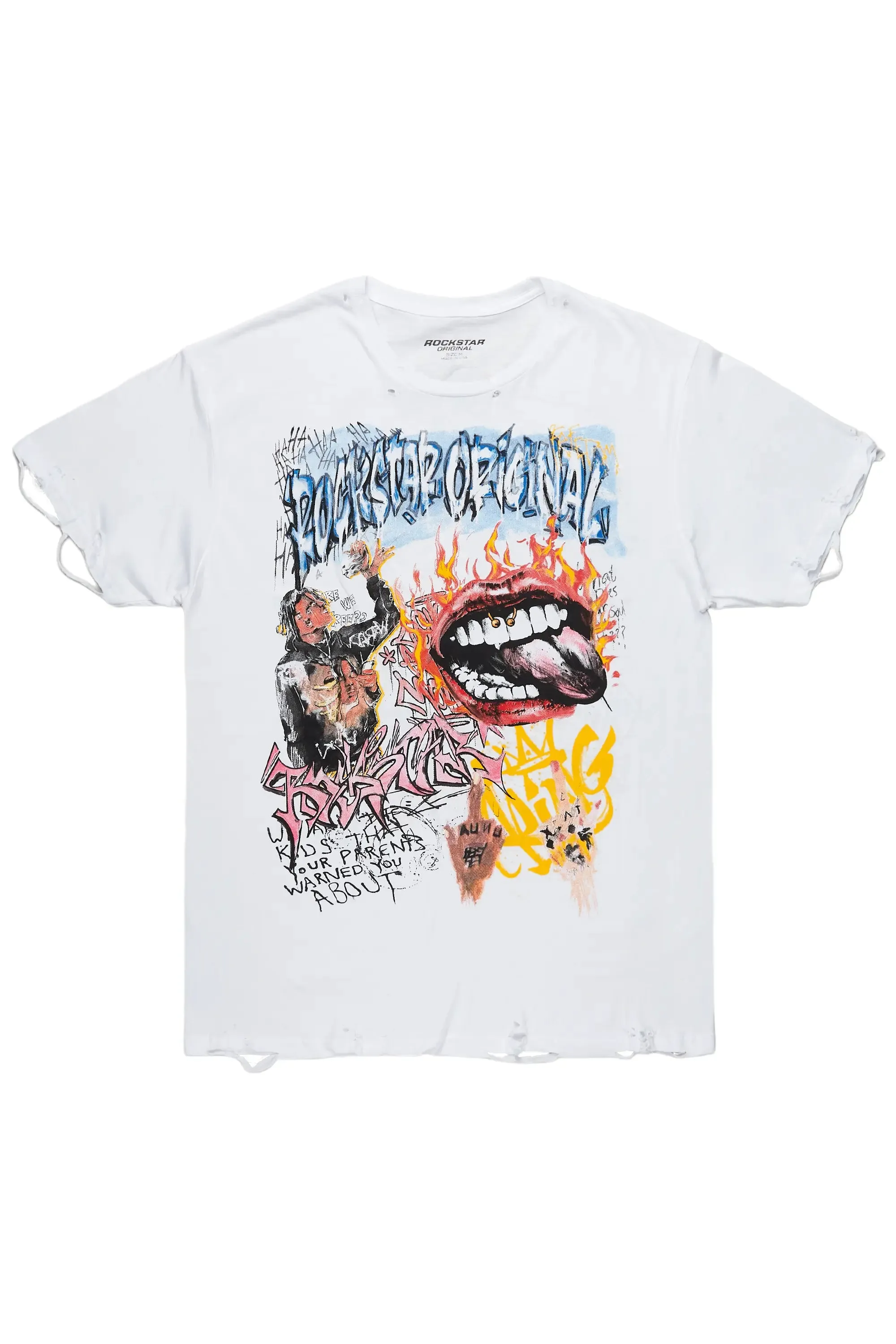 Yooz White Graphic Oversized T-Shirt sold by Rockstar Original