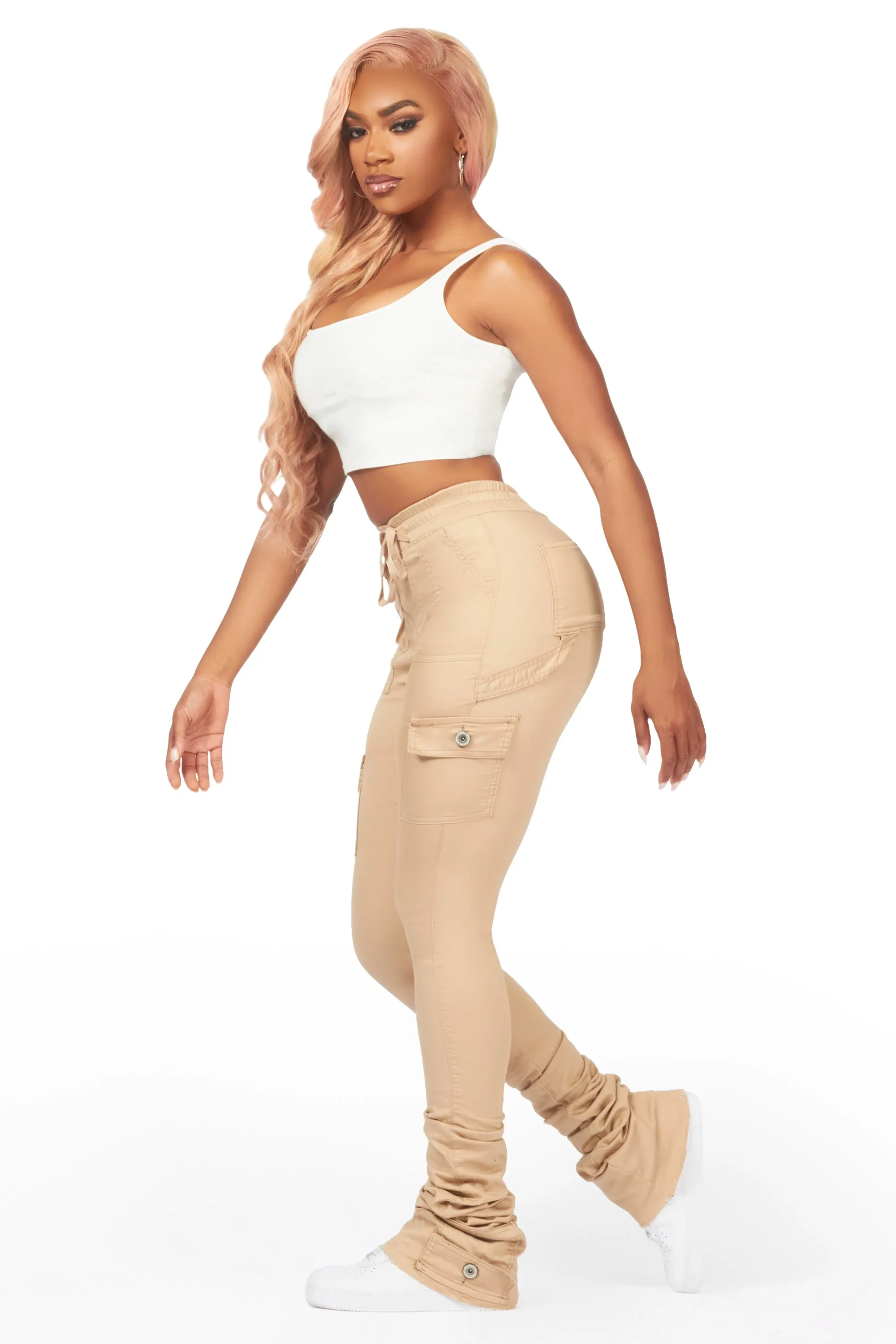 Kassandra Tan Cargo Super Stacked Jean sold by Rockstar Original product image thumbnail 3