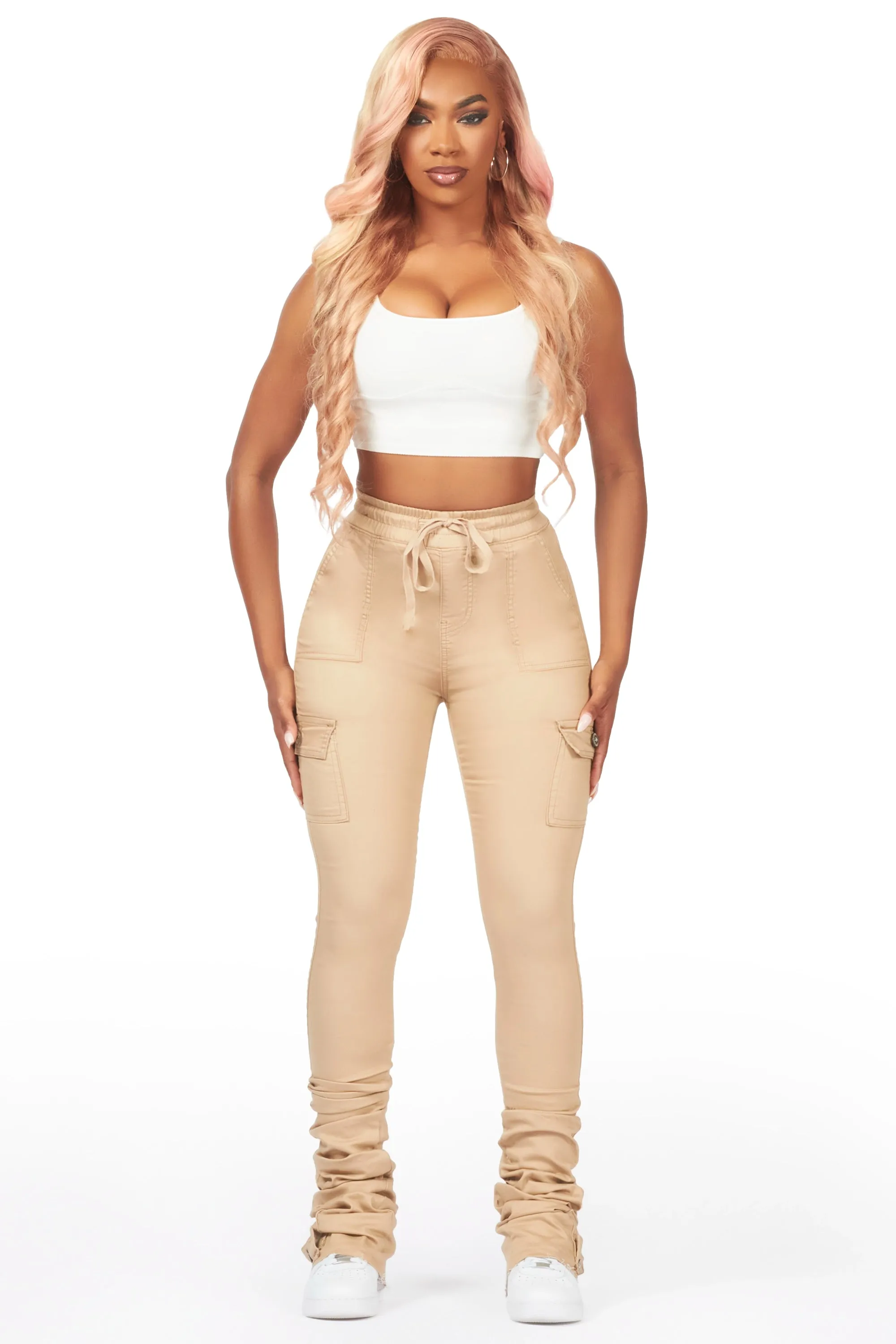 Kassandra Tan Cargo Super Stacked Jean sold by Rockstar Original product image thumbnail 2