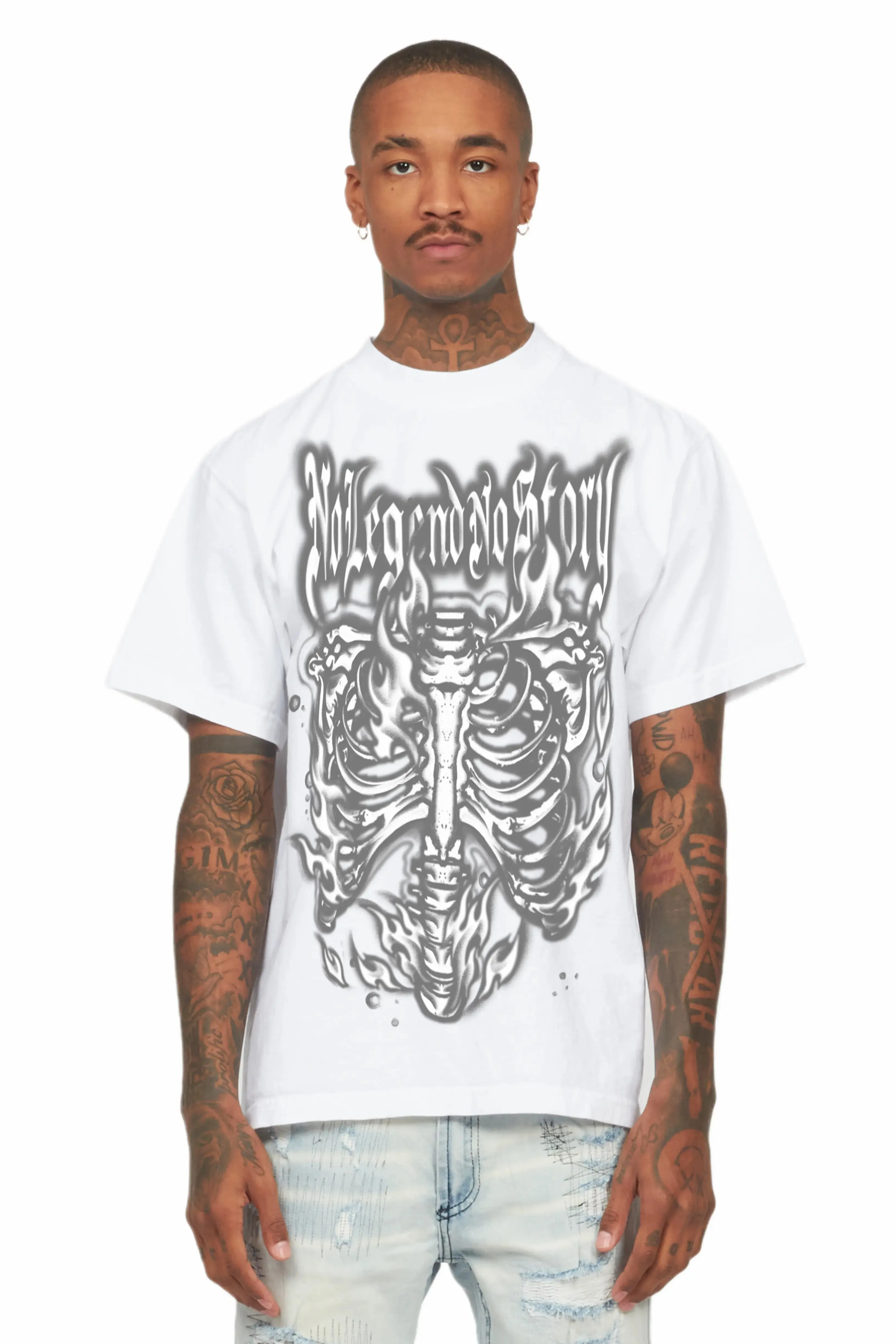 Skelly White Oversized Graphic T-Shirt sold by Rockstar Original