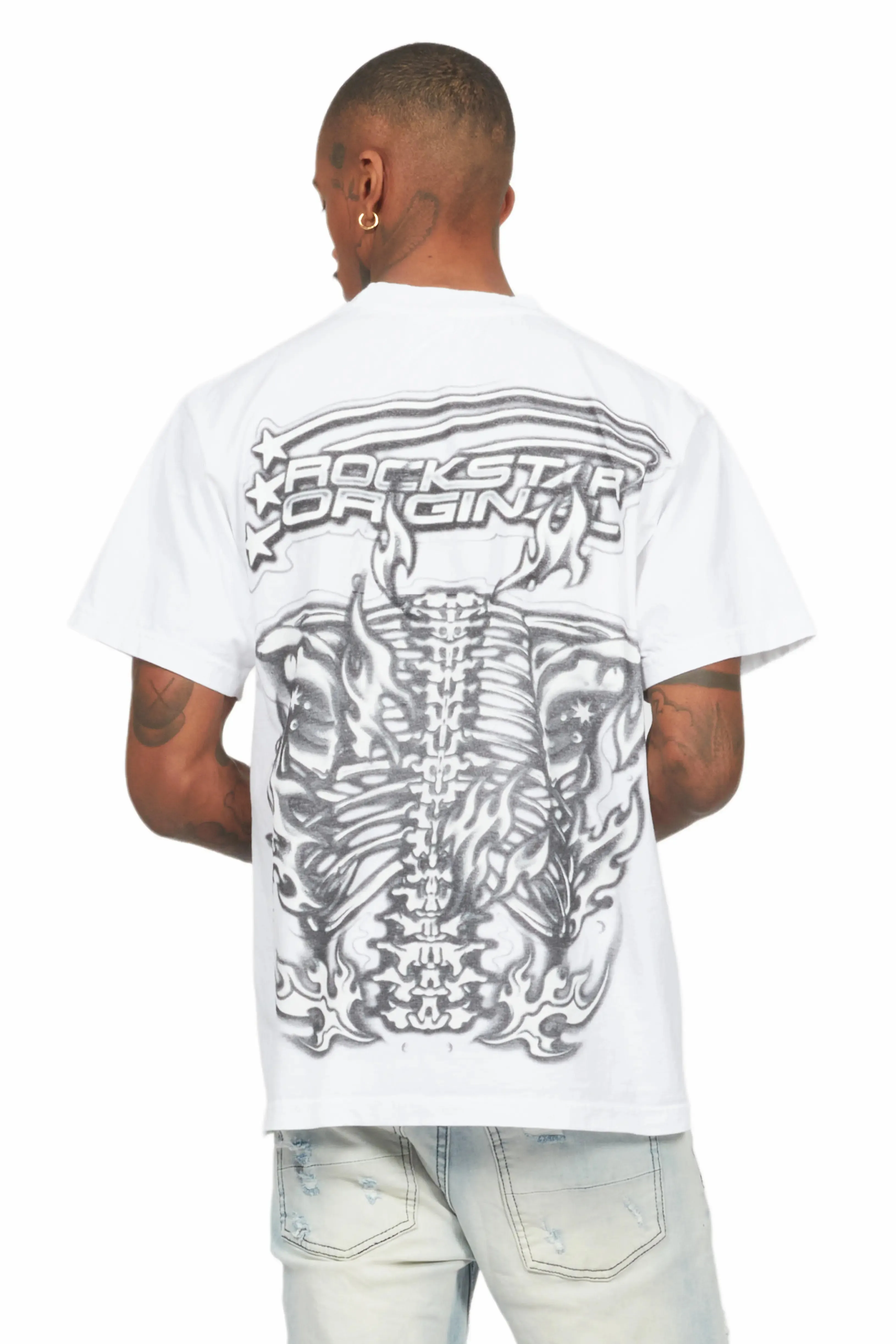 Skelly White Oversized Graphic T-Shirt sold by Rockstar Original product image thumbnail 4
