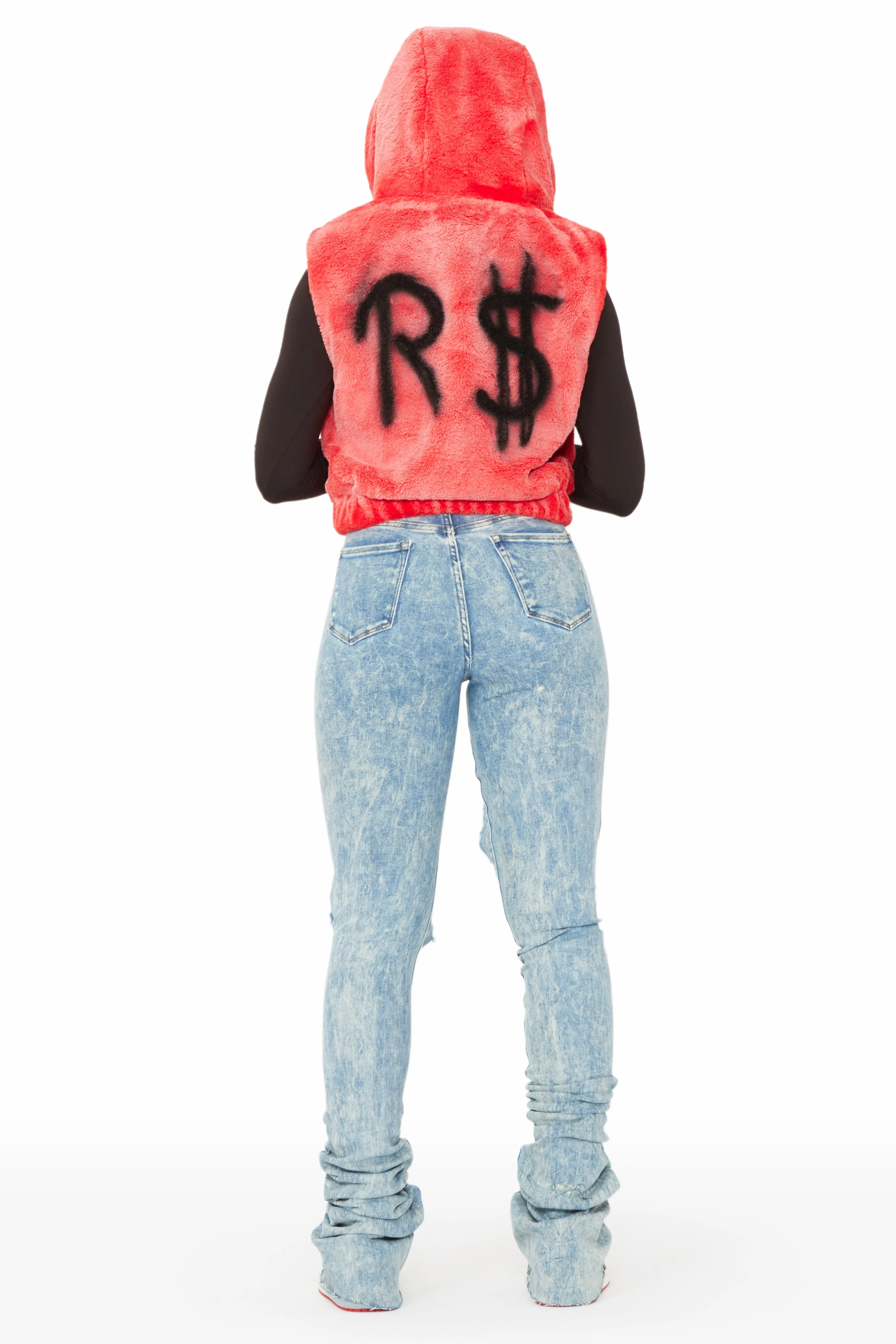 Christal Red Fur Vest sold by Rockstar Original product image thumbnail 4