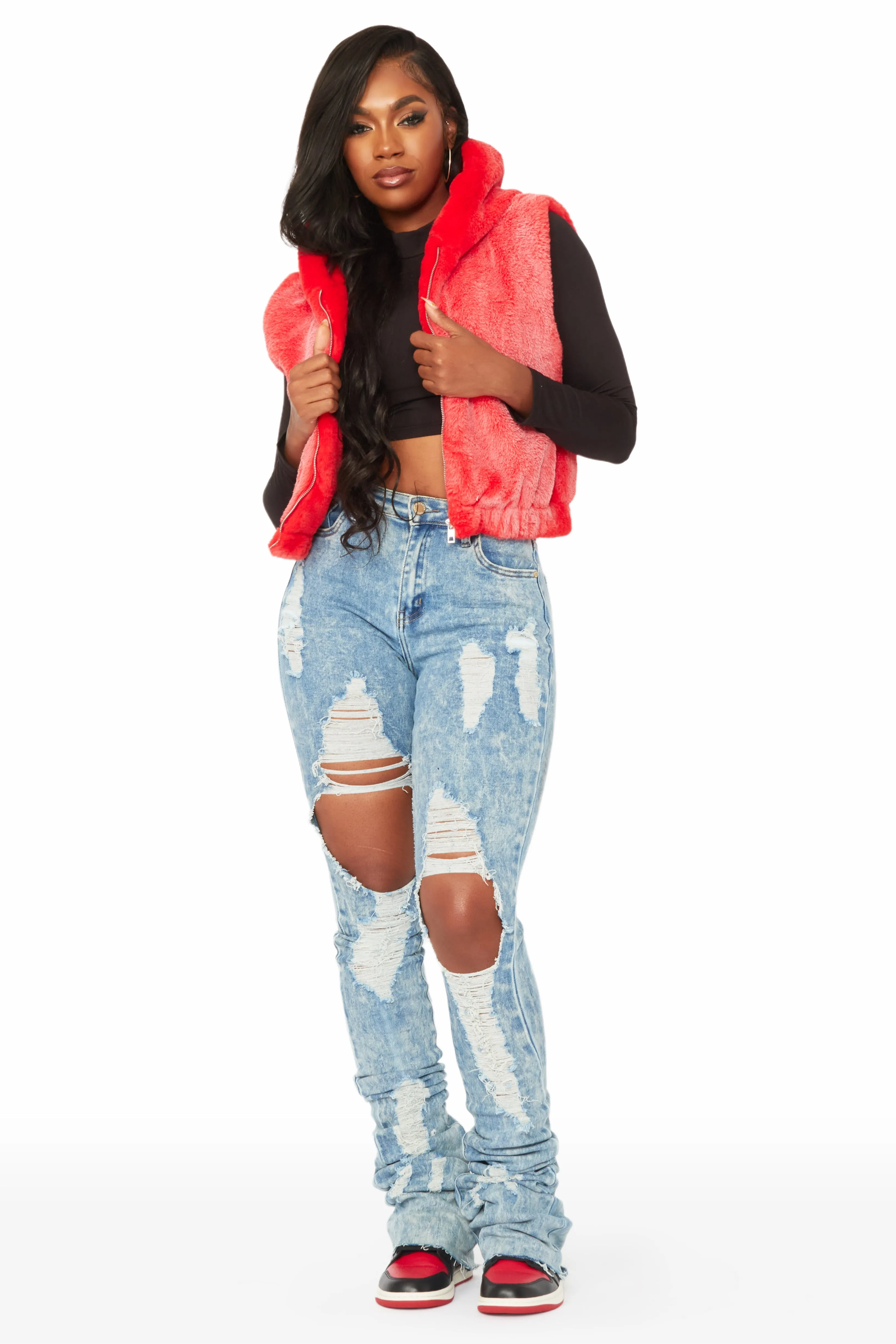 Christal Red Fur Vest sold by Rockstar Original product image thumbnail 3