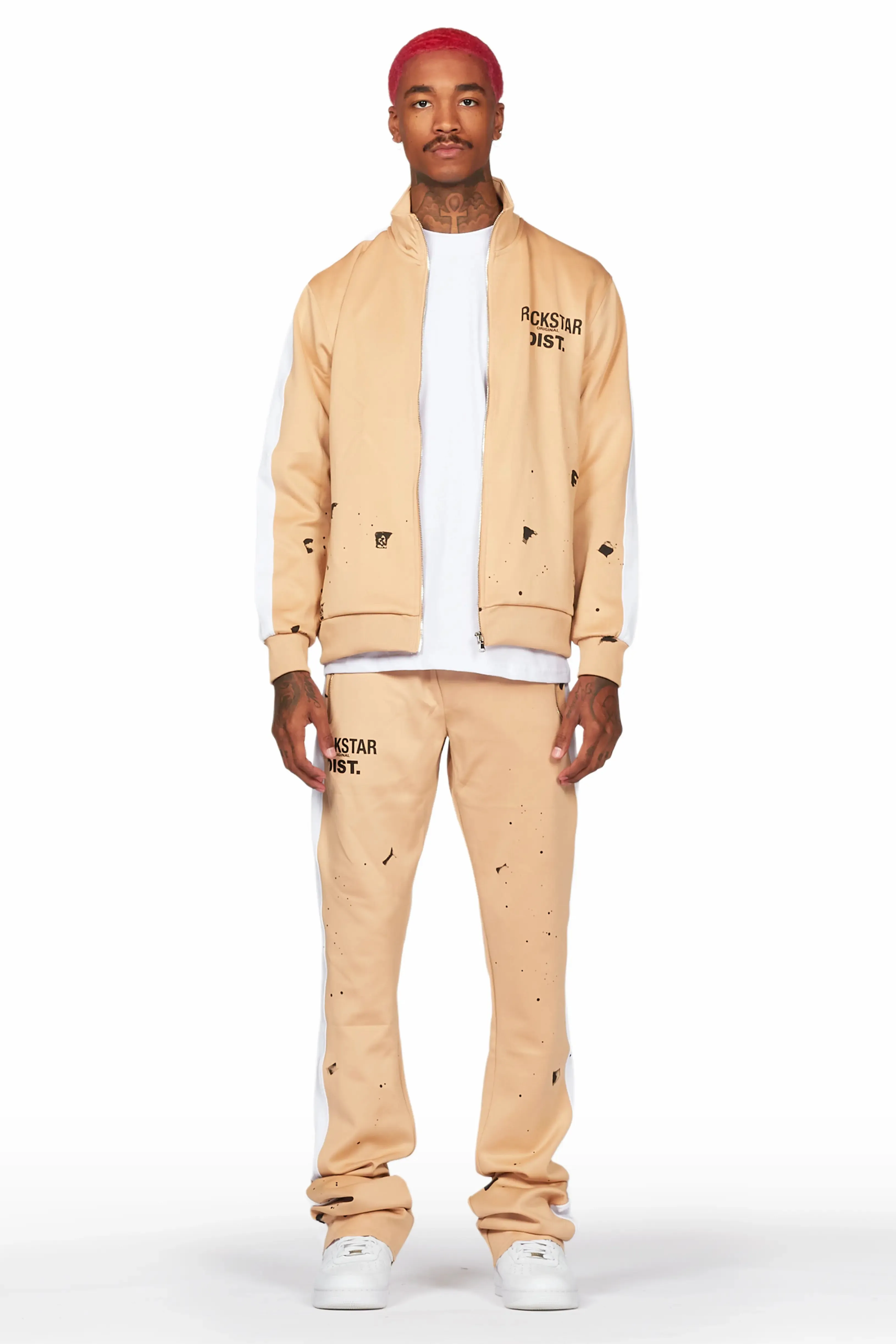 Raffer Beige Super Stacked Tricot Track Set sold by Rockstar Original