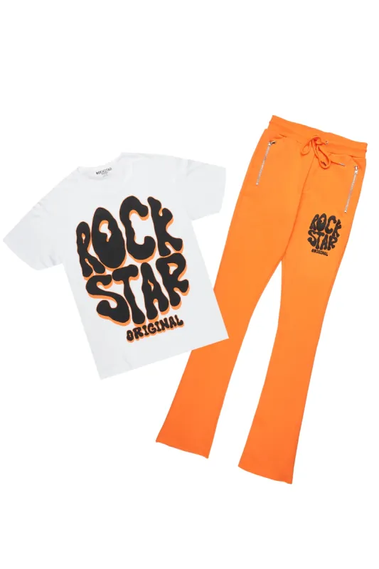 Warblen Orange T-Shirt/Stacked Flare Pant Set sold by Rockstar Original