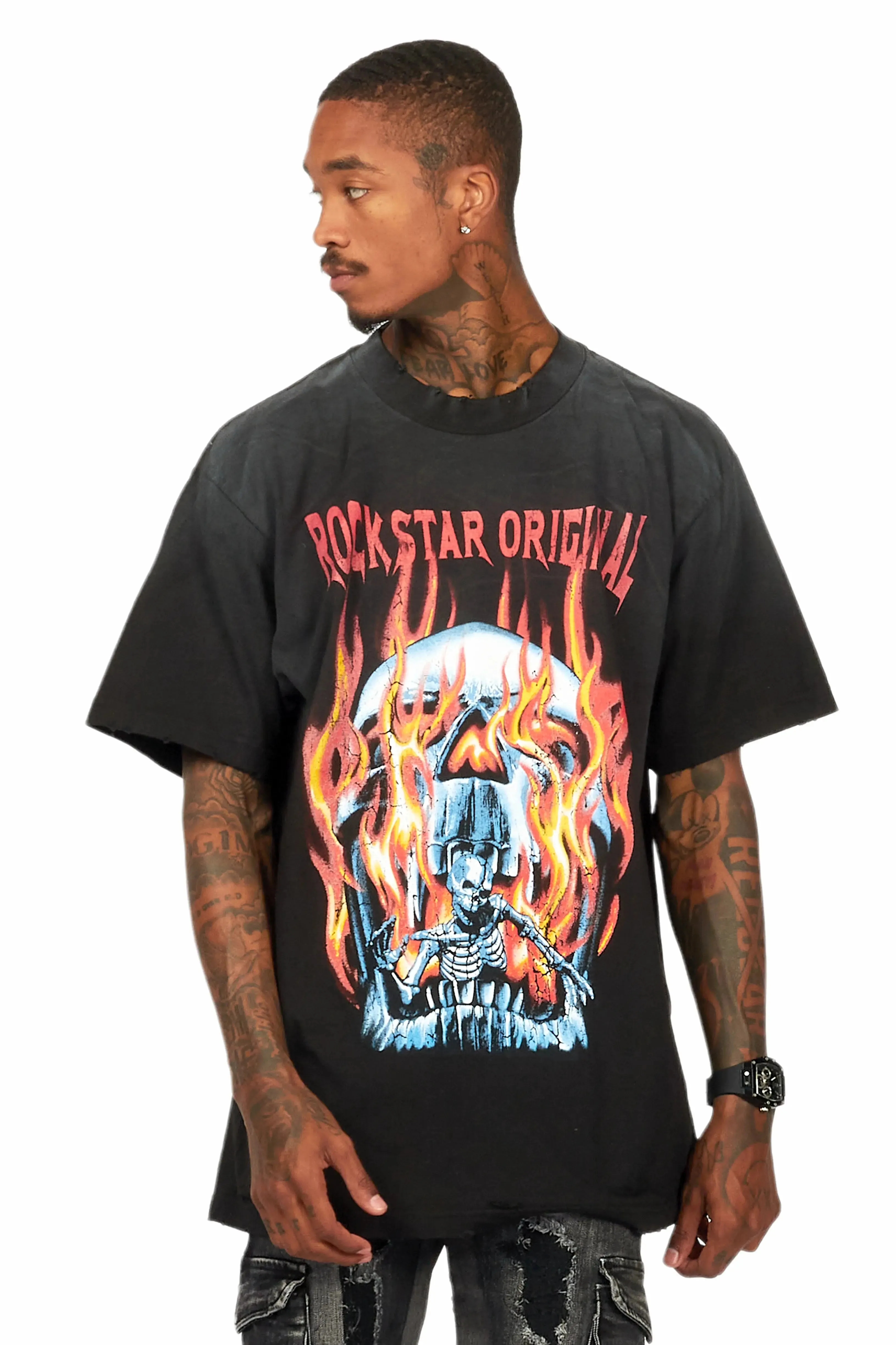 Saber Black Oversized Graphic T-Shirt sold by Rockstar Original product image thumbnail 2