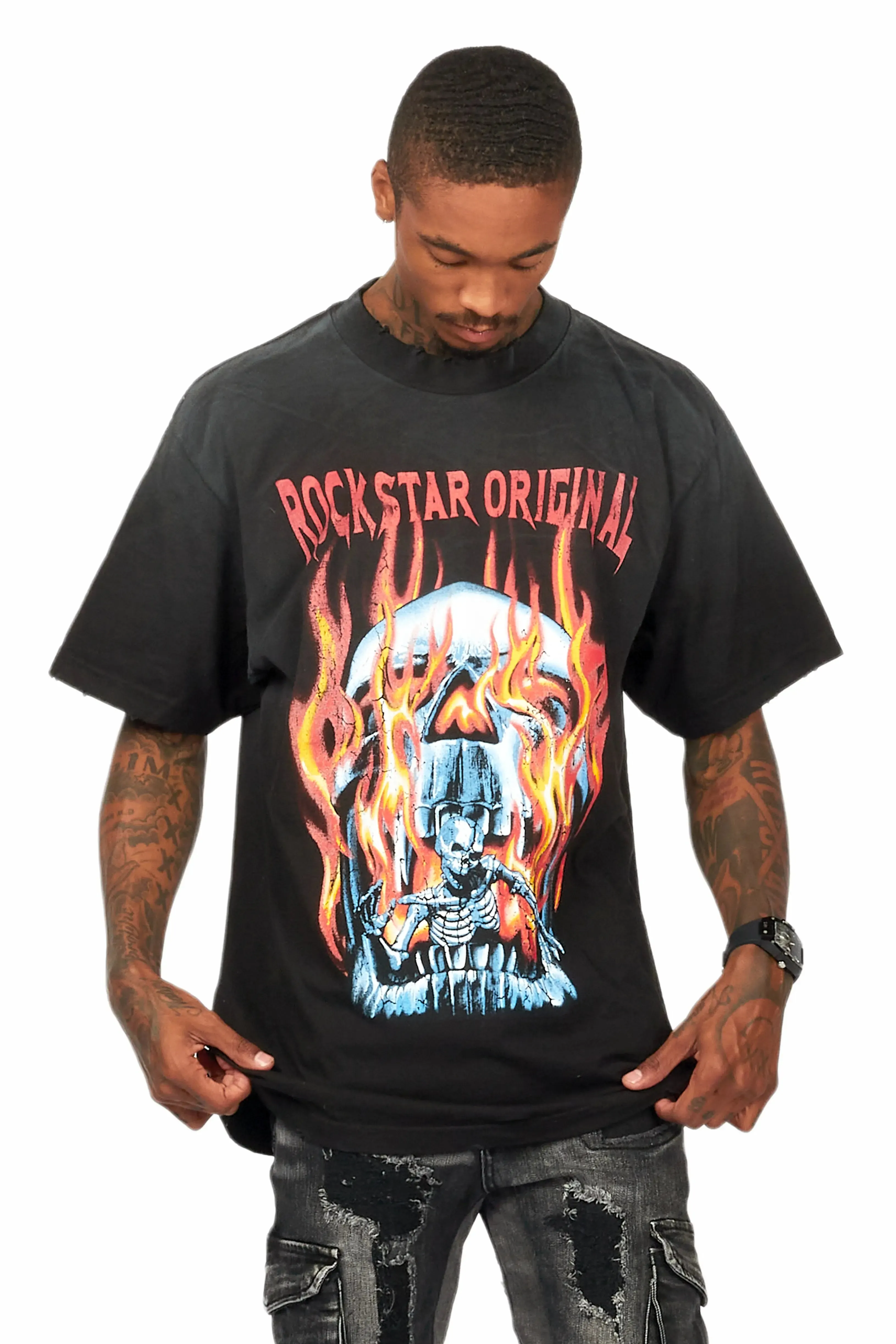 Saber Black Oversized Graphic T-Shirt sold by Rockstar Original product image thumbnail 3