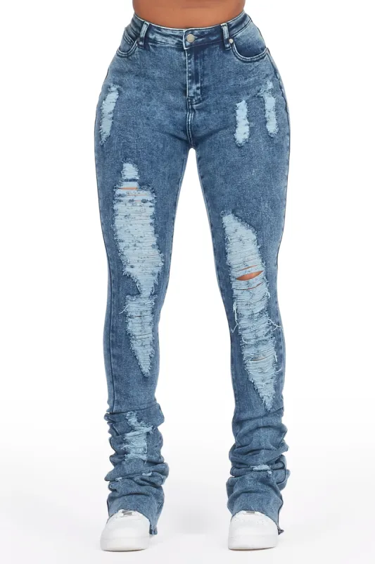 Got A Crush Dark Acid Distressed Super Stacked Jean sold by Rockstar Original