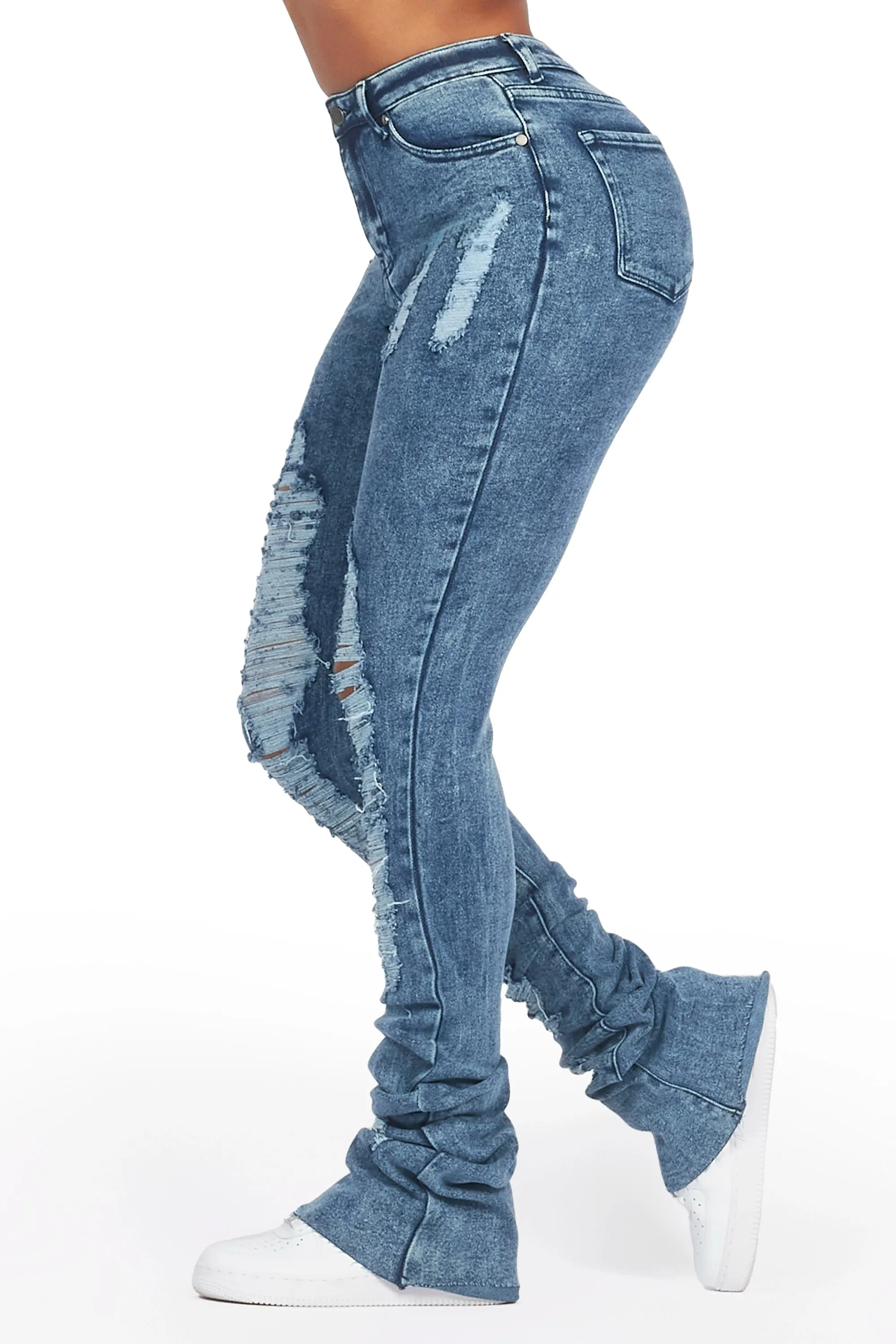 Got A Crush Dark Acid Distressed Super Stacked Jean sold by Rockstar Original product image thumbnail 4