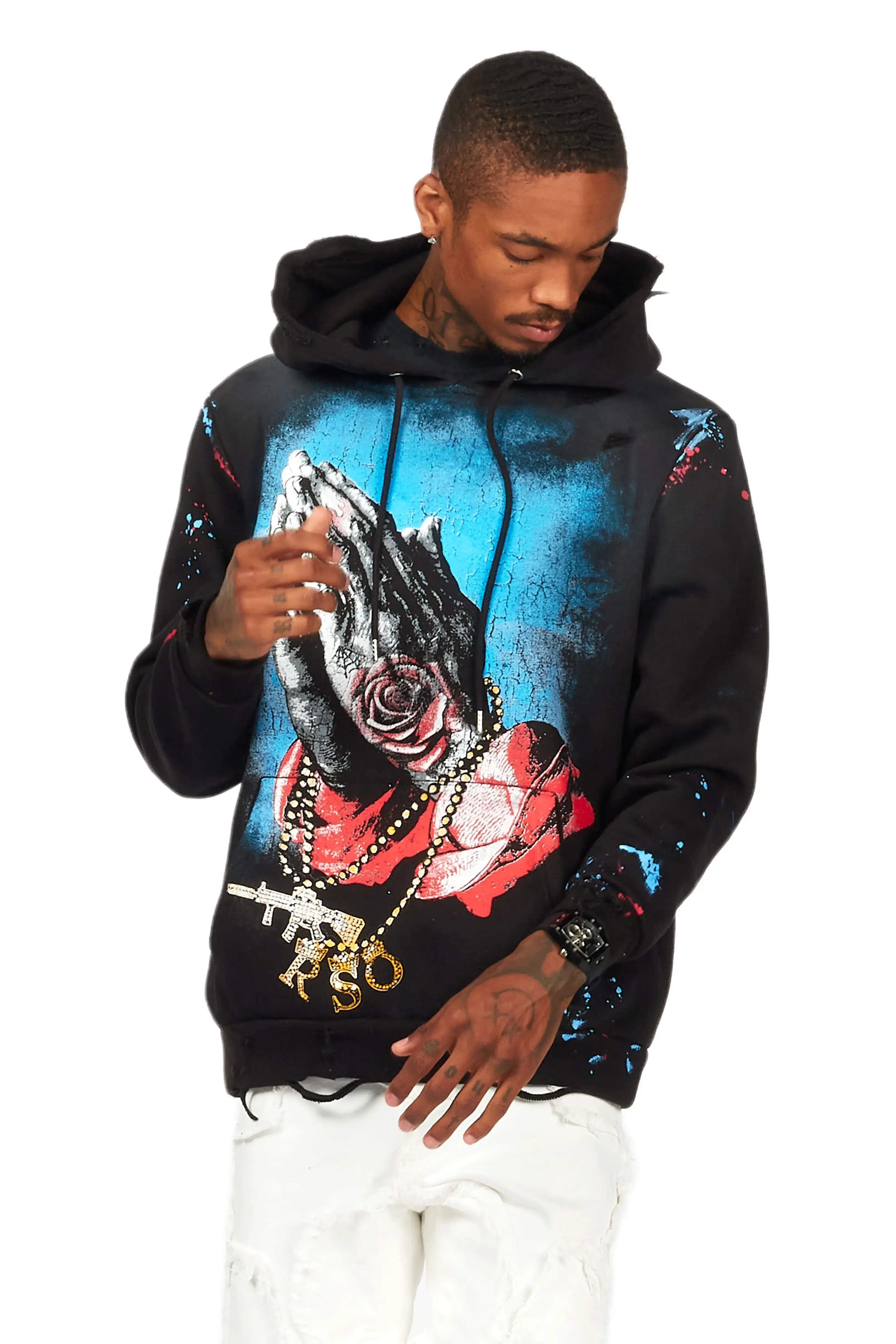Gonave Black Graphic Distressed Hoodie sold by Rockstar Original product image thumbnail 4