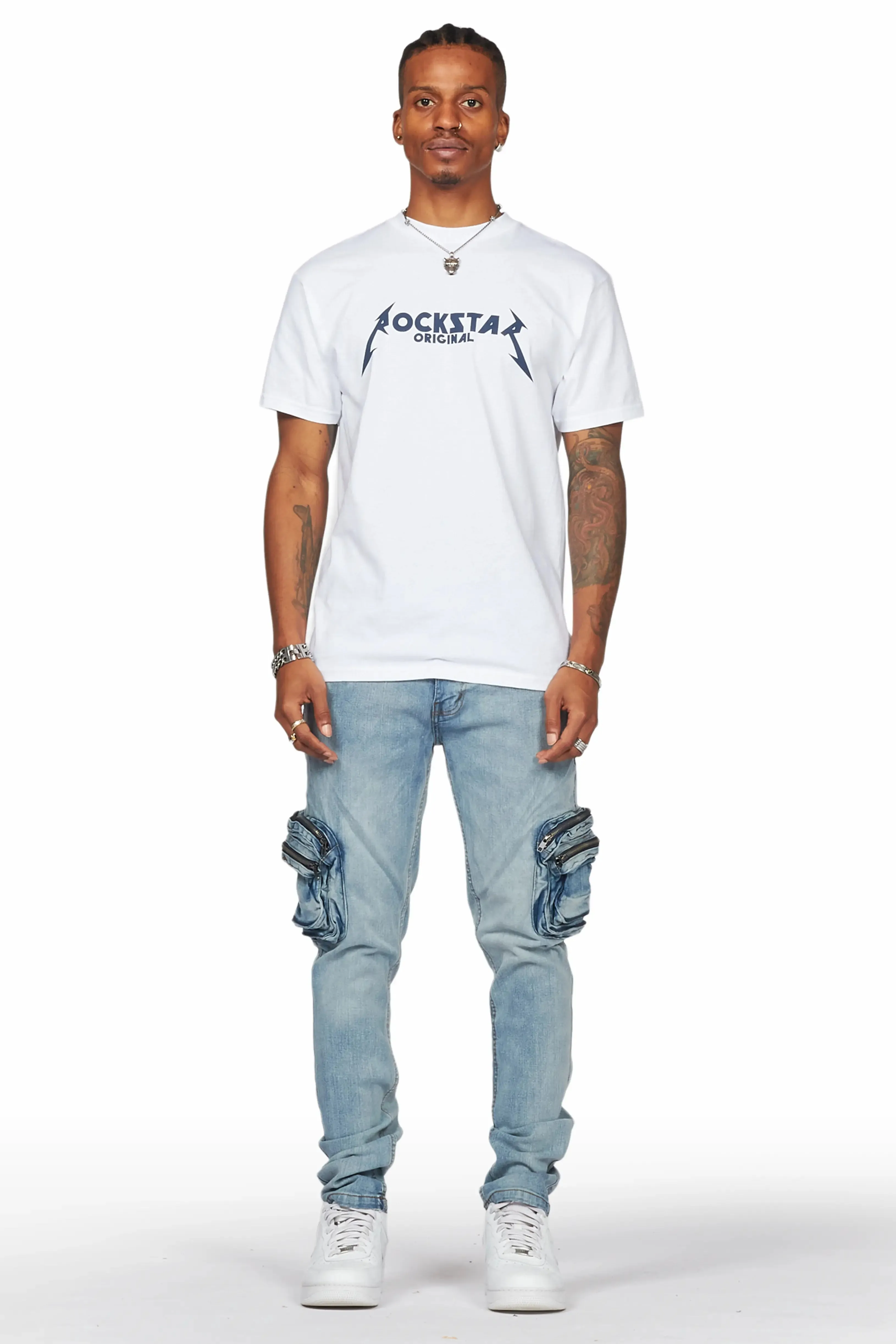 Falan Light Blue Skinny Fit Cargo Jean sold by Rockstar Original product image thumbnail 3