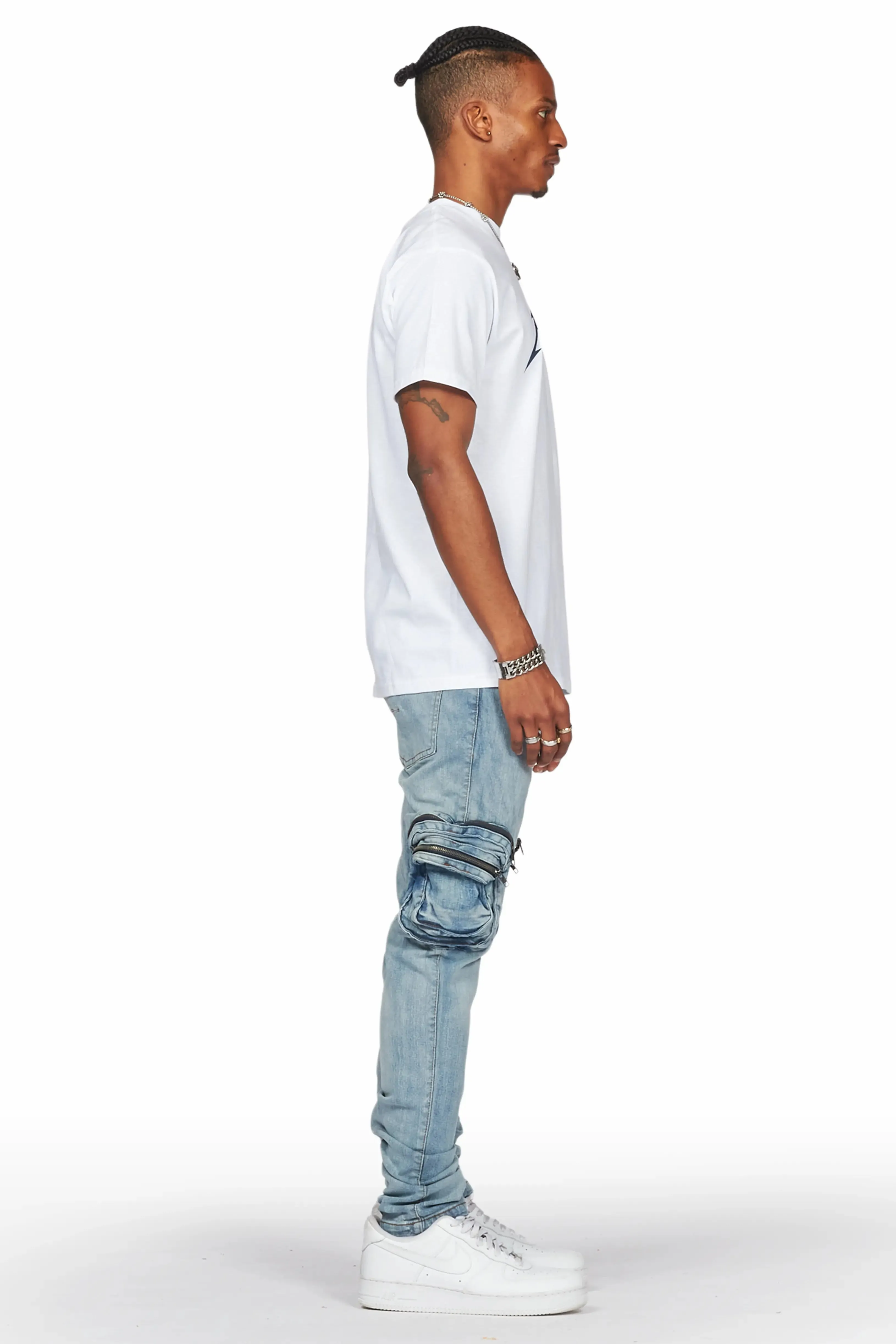 Falan Light Blue Skinny Fit Cargo Jean sold by Rockstar Original product image thumbnail 5