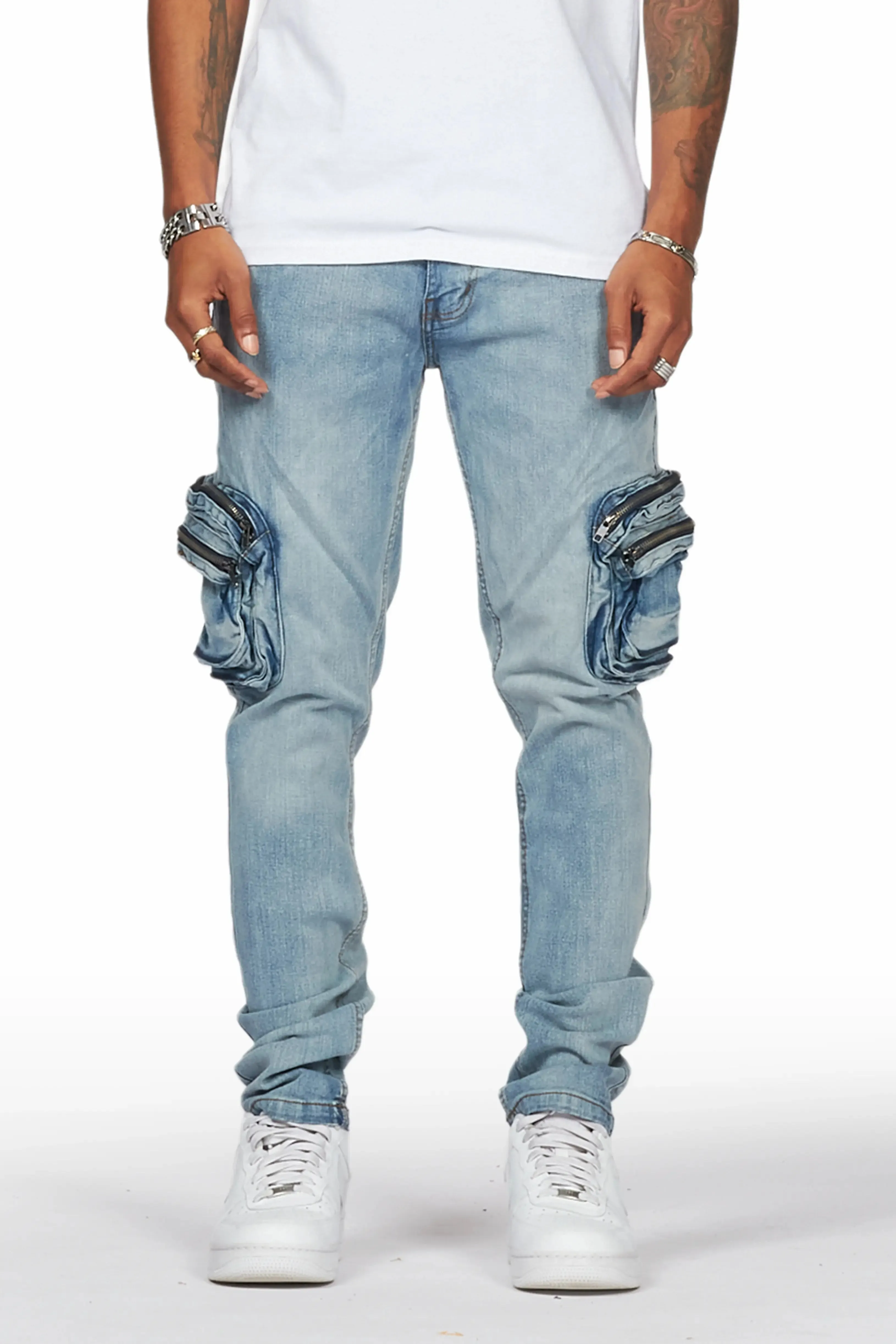 Falan Light Blue Skinny Fit Cargo Jean sold by Rockstar Original