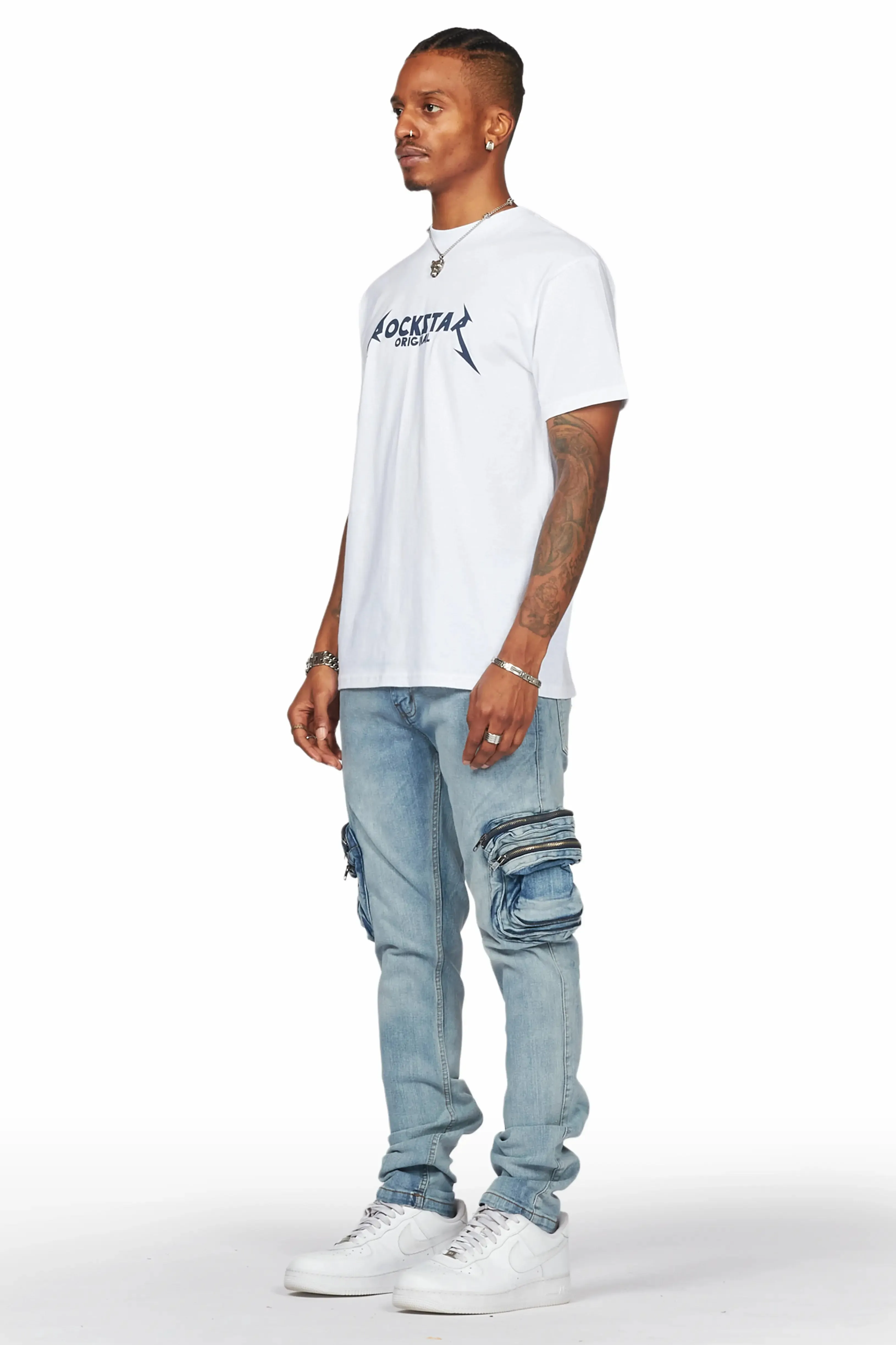 Falan Light Blue Skinny Fit Cargo Jean sold by Rockstar Original product image thumbnail 4