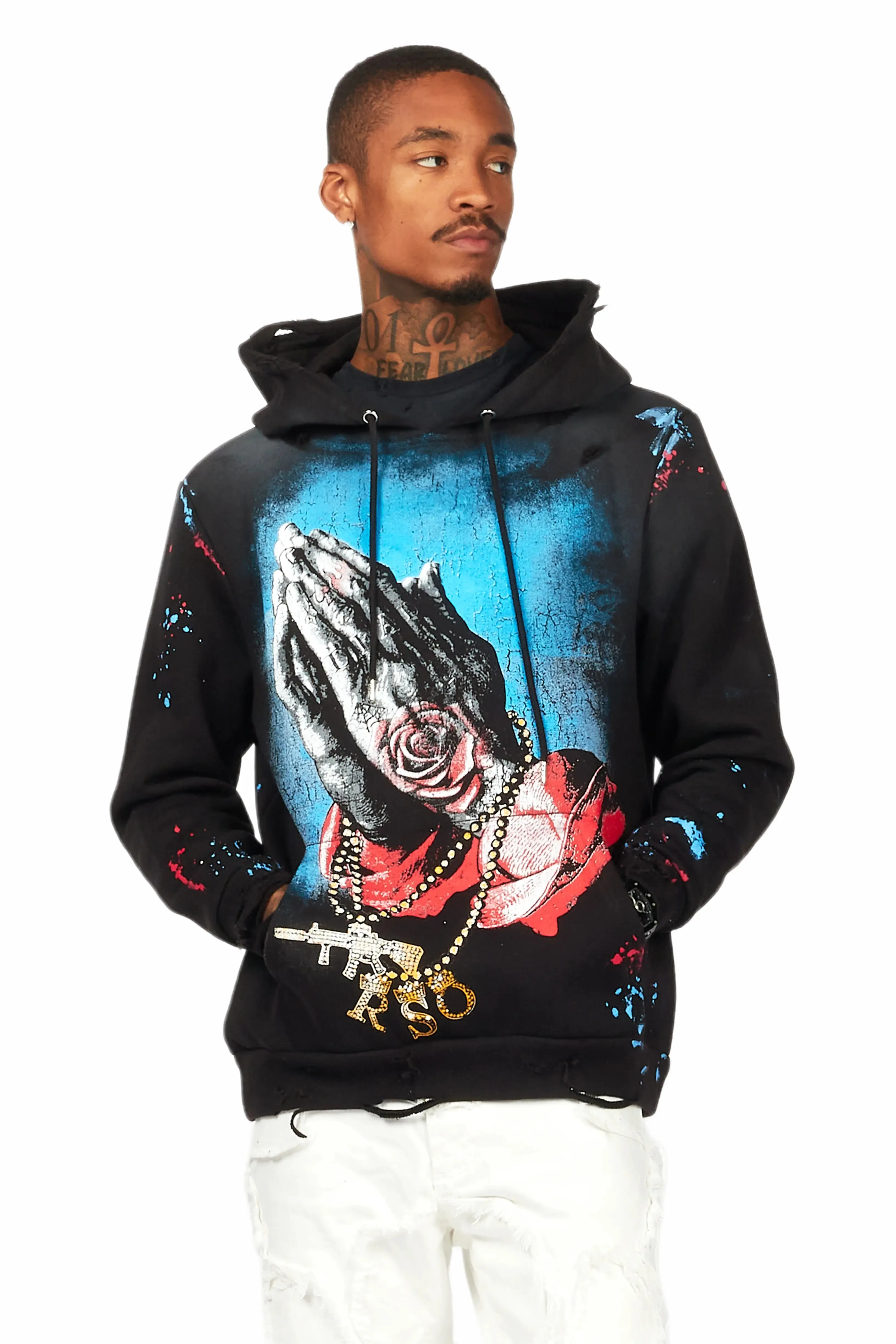 Gonave Black Graphic Distressed Hoodie sold by Rockstar Original product image thumbnail 2