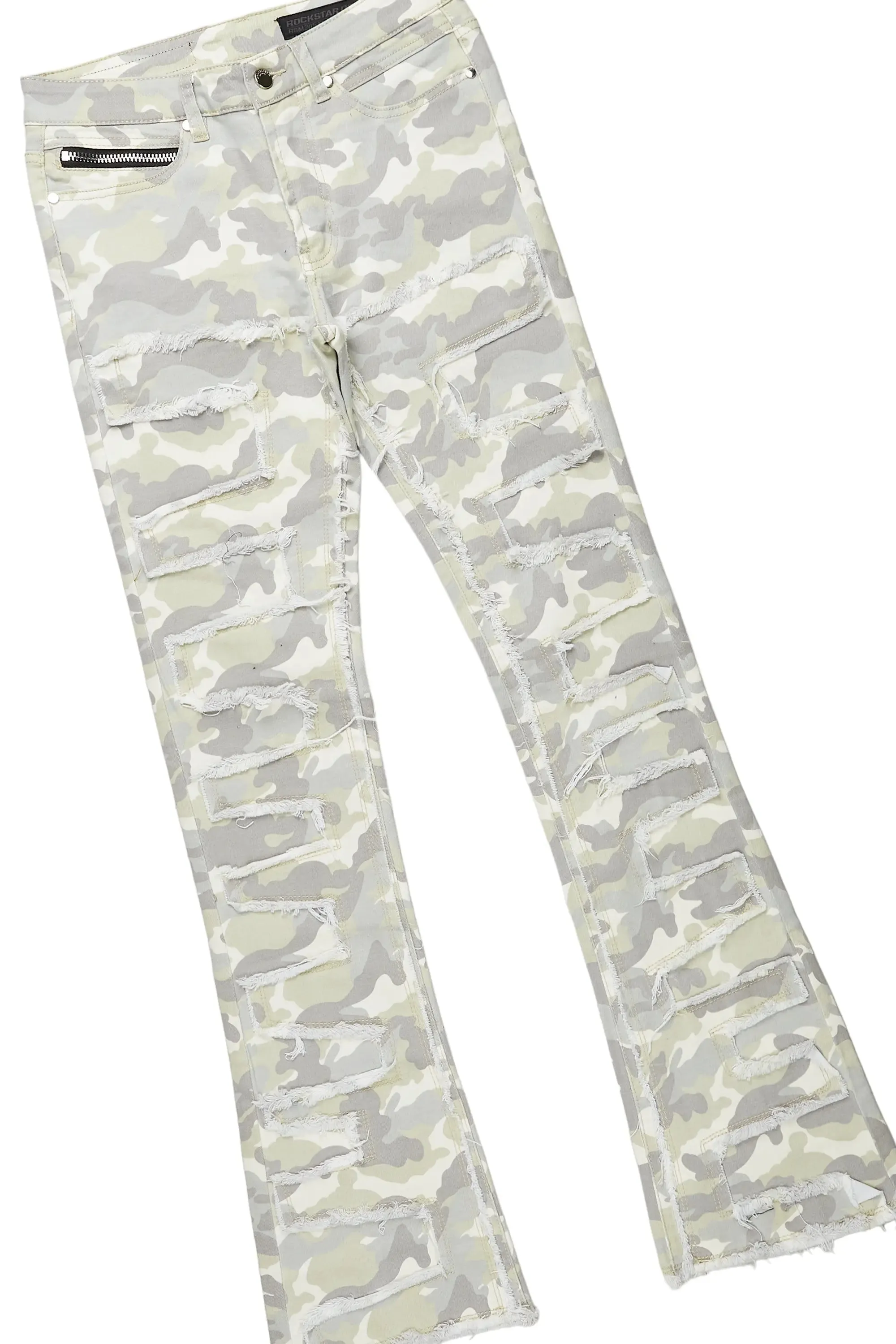 Lake White/Grey T-Shirt & Shake Stacked Flare Jean Bundle sold by Rockstar Original product image thumbnail 4