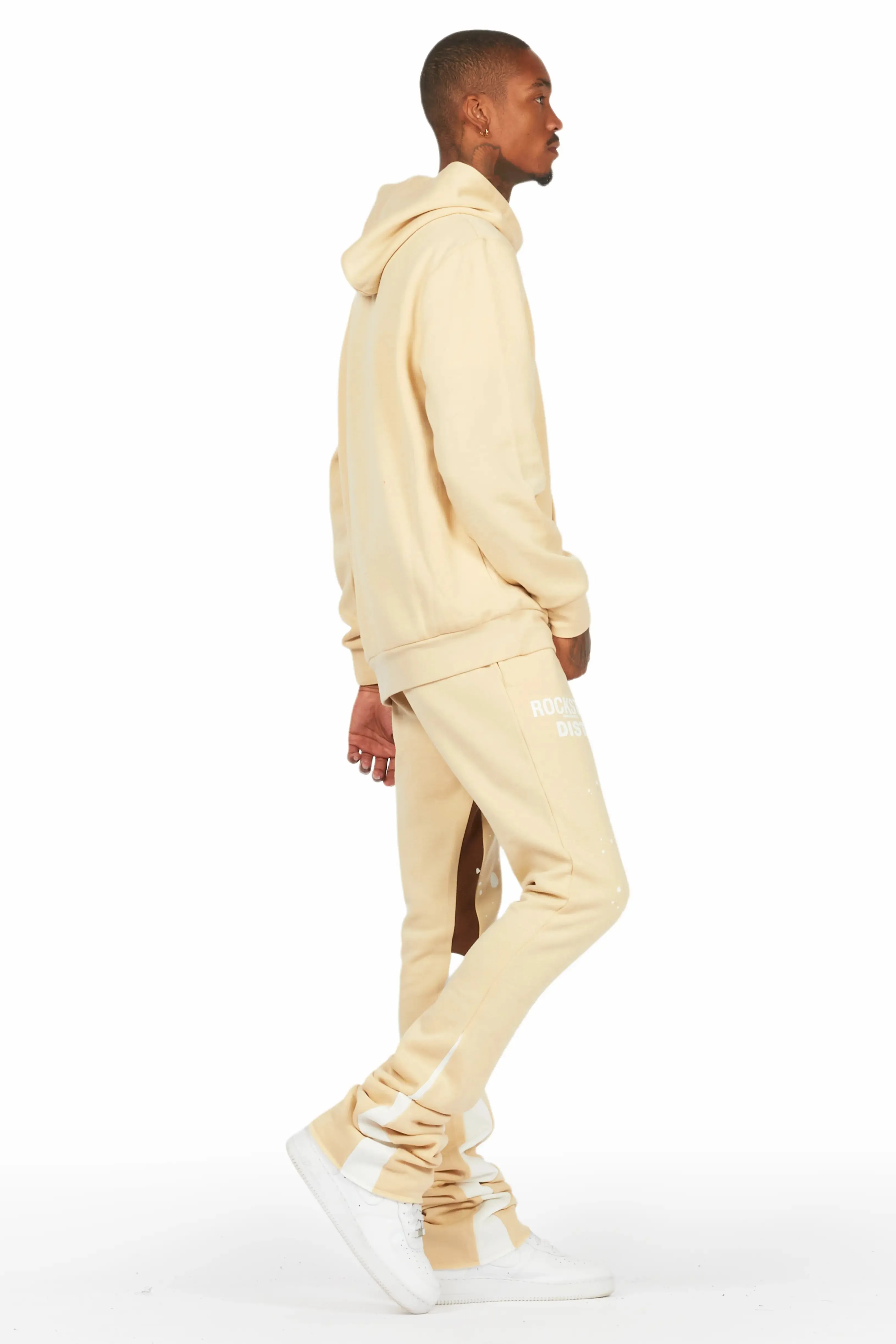 Raffer Beige/White Hoodie/Super Stacked Flare Pant Set sold by Rockstar Original product image thumbnail 2