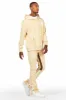 Raffer Beige/White Hoodie/Super Stacked Flare Pant Set sold by Rockstar Original