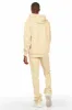 Raffer Beige/White Hoodie/Super Stacked Flare Pant Set sold by Rockstar Original
